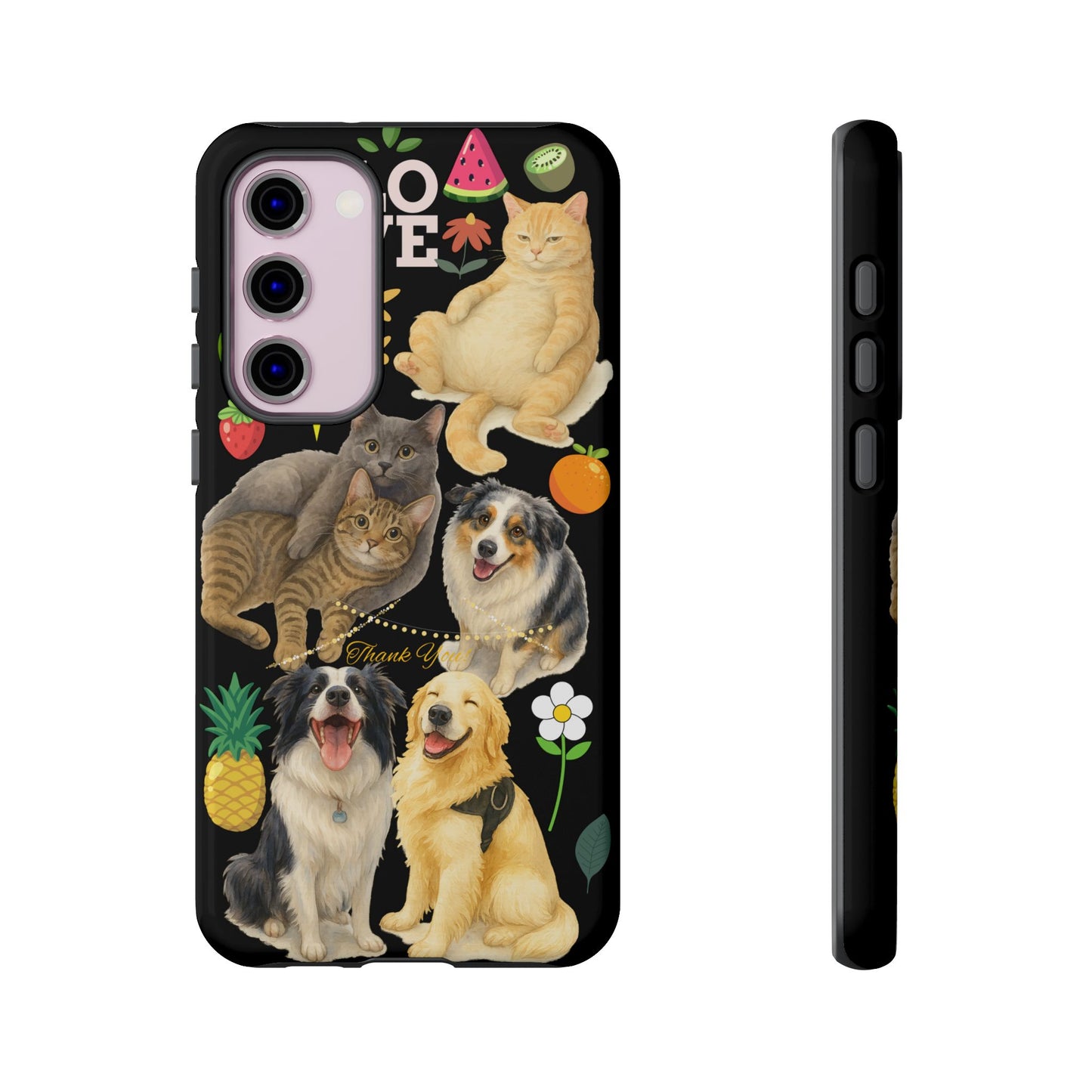 60A-8 Dog and Cat Printed Dual-Layer Phone Case In Black – Glossy or Matte Finish – iPhone & Android Compatible