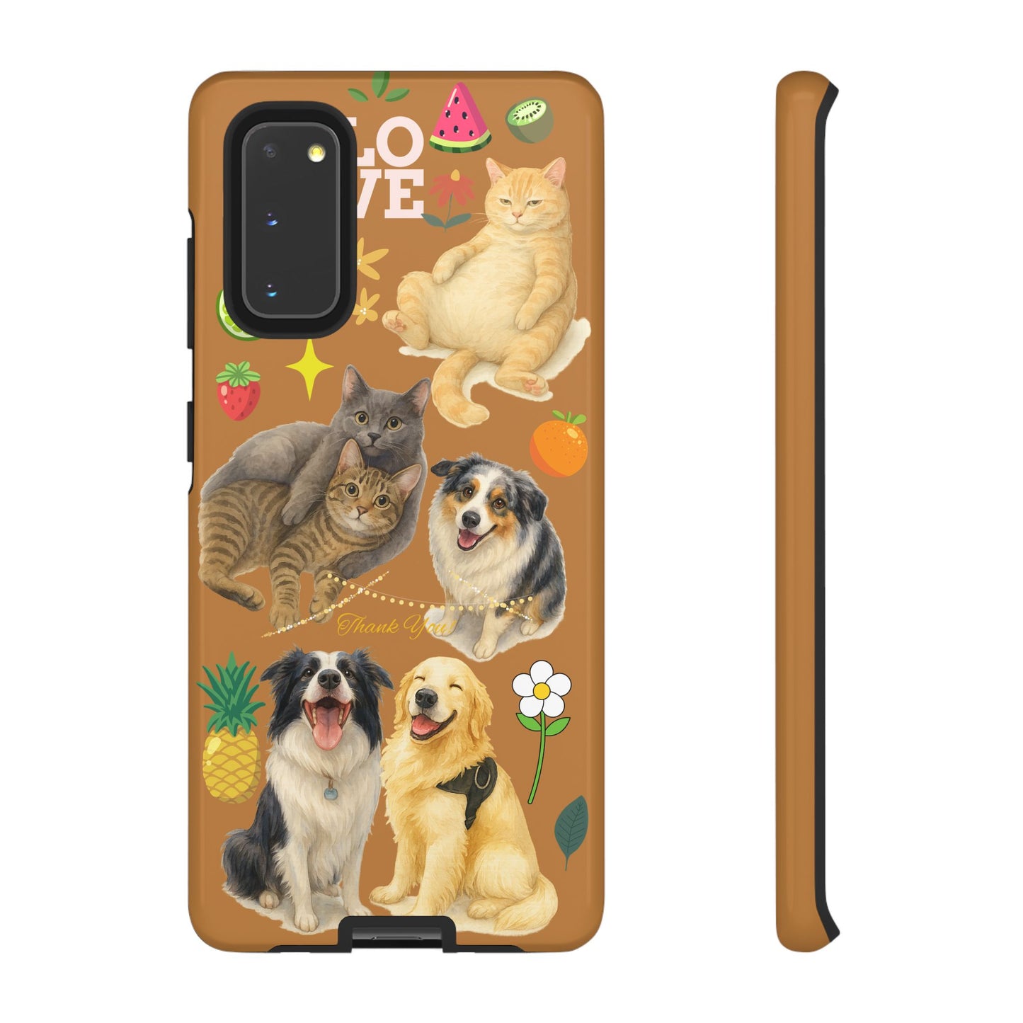 60A-9 Dog and Cat Printed Dual-Layer Phone Case In Light Brown – Glossy or Matte Finish – iPhone & Android Compatible