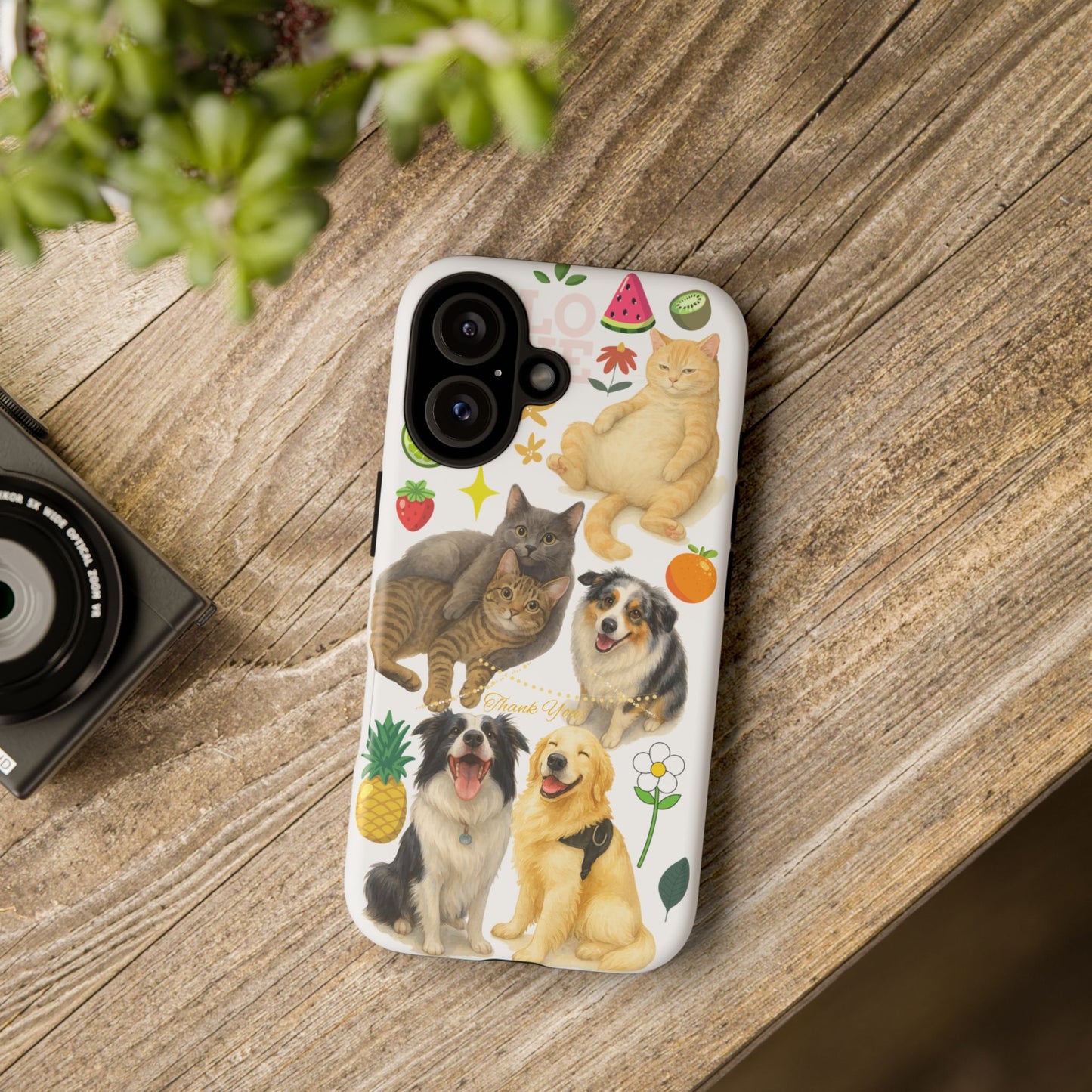 60A Dog and Cat Printed Dual-Layer Phone Case In White – Glossy or Matte Finish – iPhone & Android Compatible