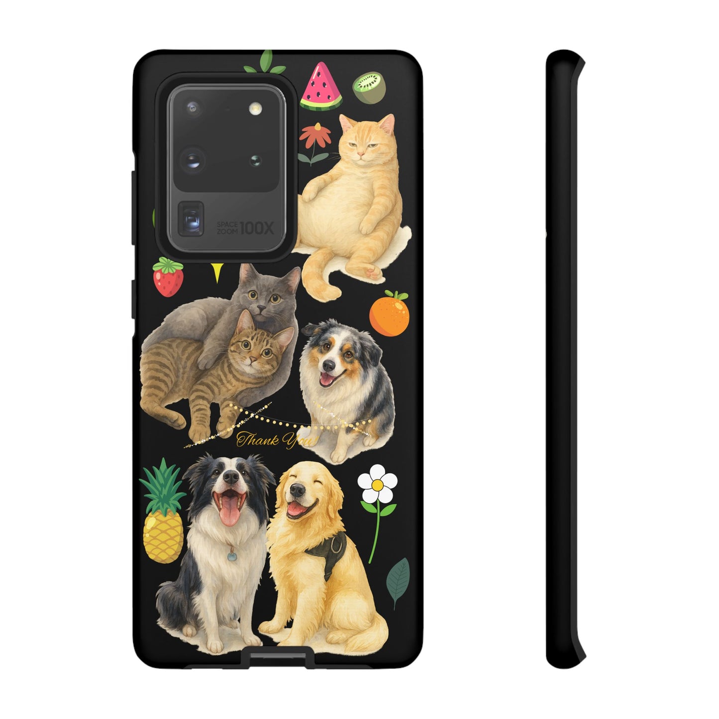 60A-8 Dog and Cat Printed Dual-Layer Phone Case In Black – Glossy or Matte Finish – iPhone & Android Compatible