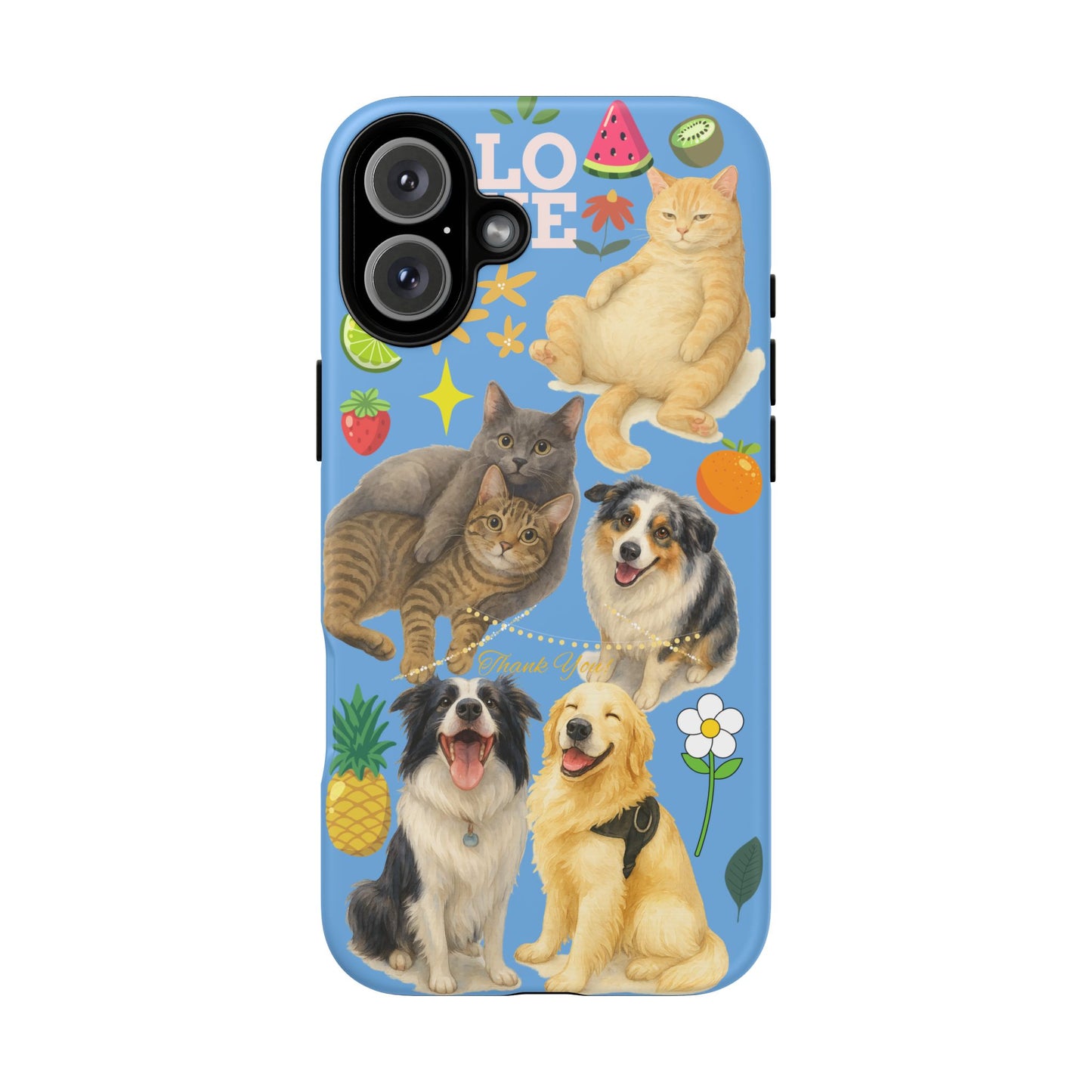 60A-1 Dog and Cat Printed Dual-Layer Phone Case In Blue – Glossy or Matte Finish – iPhone & Android Compatible