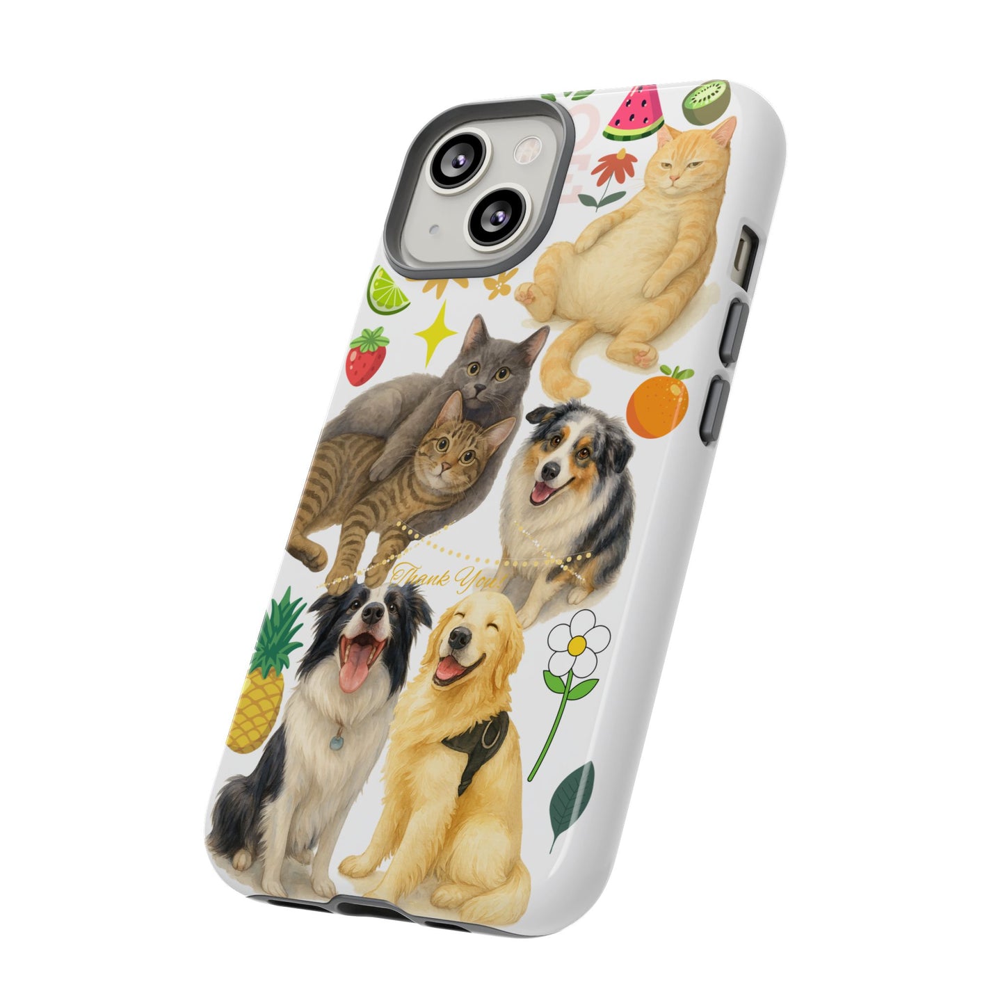 60A Dog and Cat Printed Dual-Layer Phone Case In White – Glossy or Matte Finish – iPhone & Android Compatible