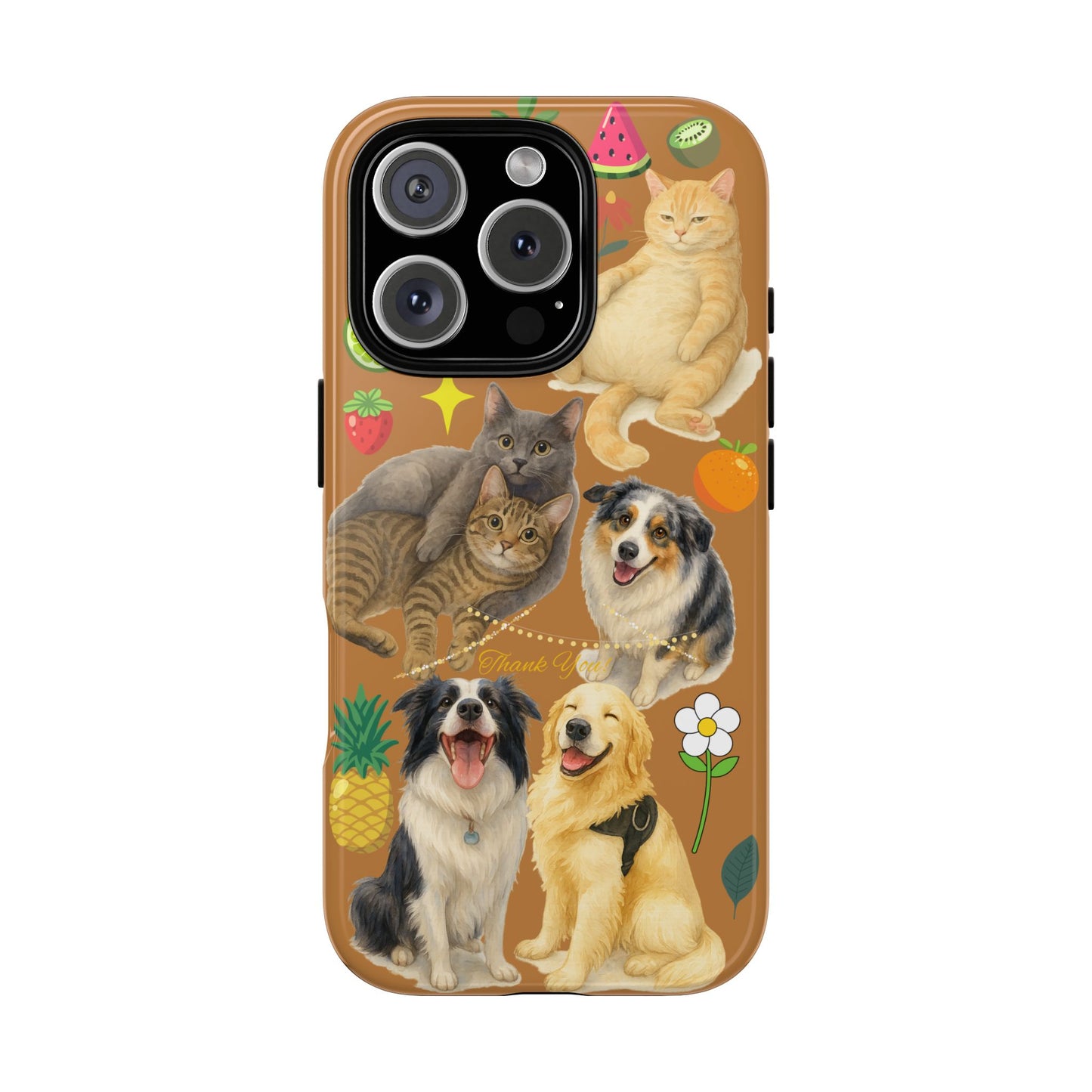 60A-9 Dog and Cat Printed Dual-Layer Phone Case In Light Brown – Glossy or Matte Finish – iPhone & Android Compatible