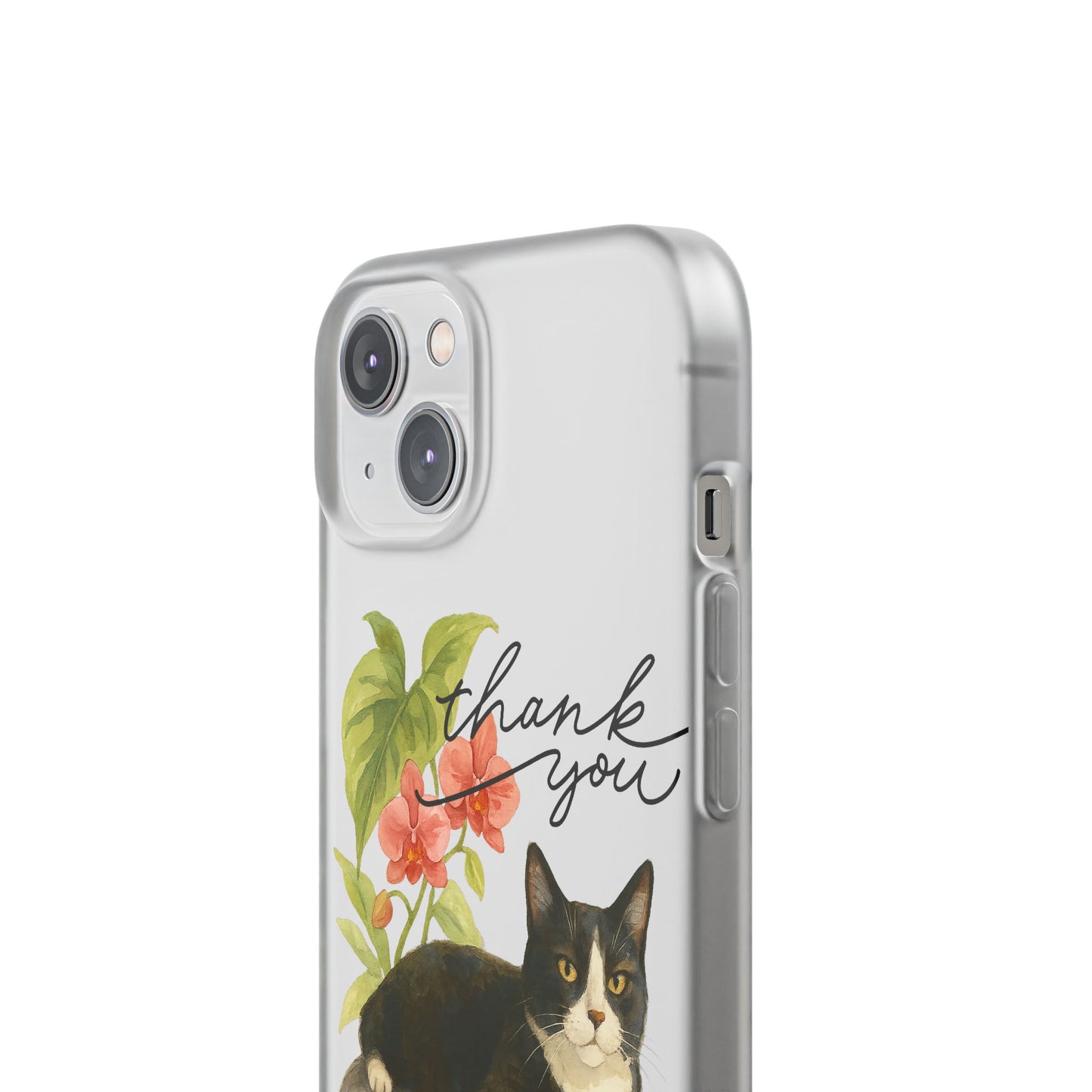 62A Cute Cat Thank You Phone Case – Flexible Matte TPU Slim Cover for iPhone & Android Gift