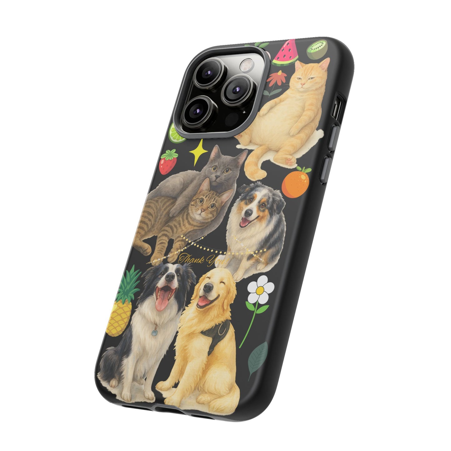60A-8 Dog and Cat Printed Dual-Layer Phone Case In Black – Glossy or Matte Finish – iPhone & Android Compatible