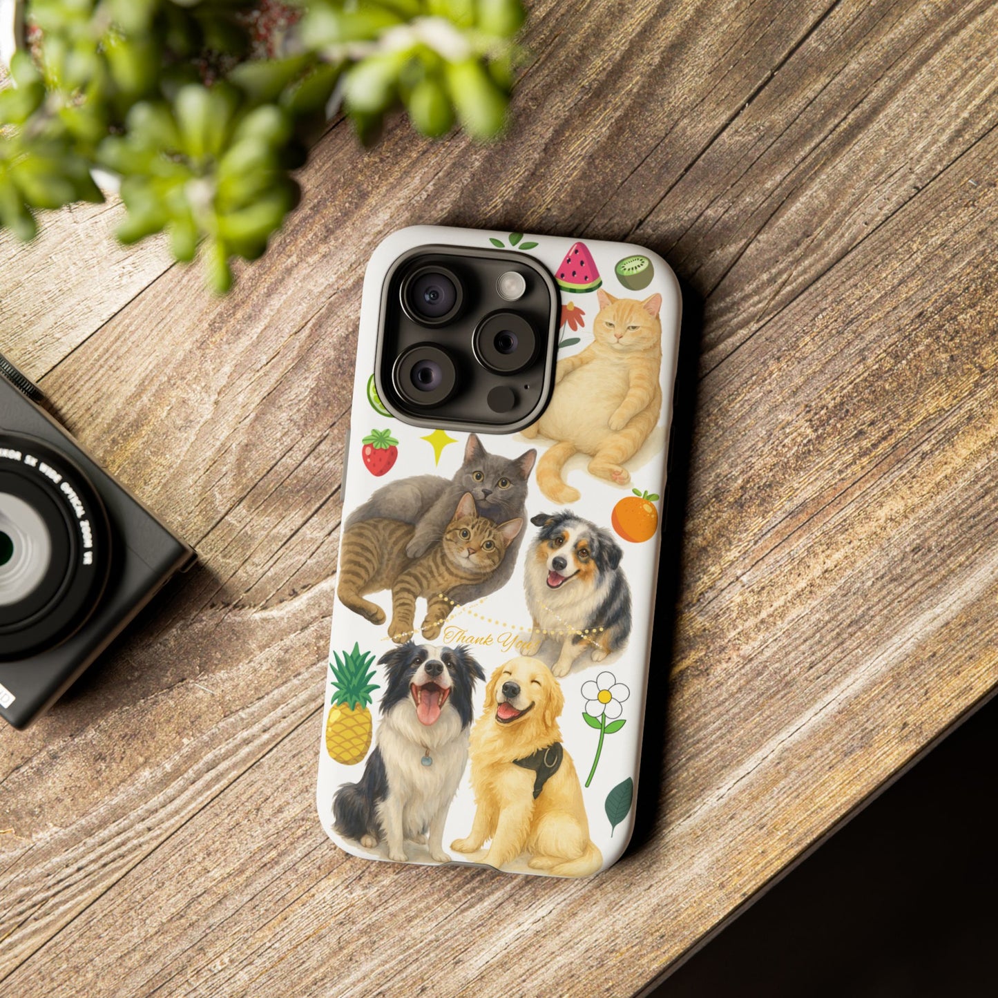 60A Dog and Cat Printed Dual-Layer Phone Case In White – Glossy or Matte Finish – iPhone & Android Compatible