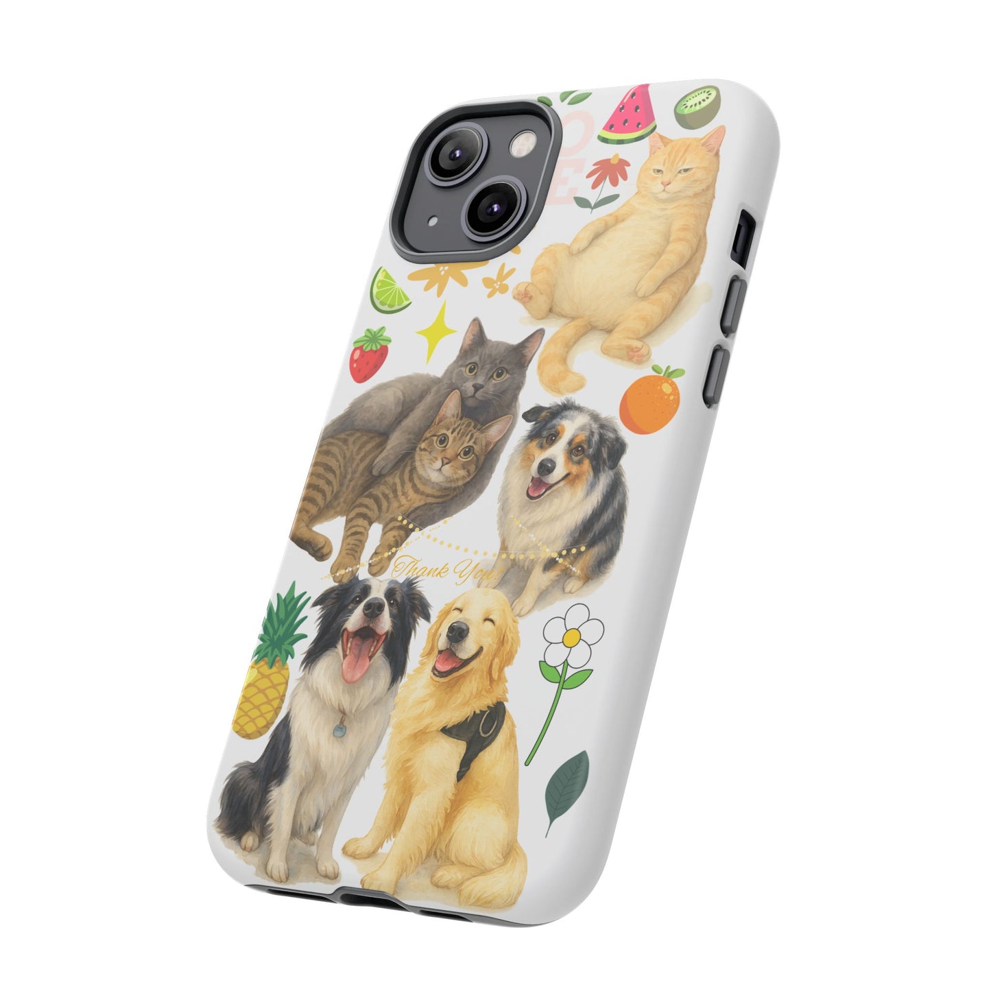 60A Dog and Cat Printed Dual-Layer Phone Case In White – Glossy or Matte Finish – iPhone & Android Compatible