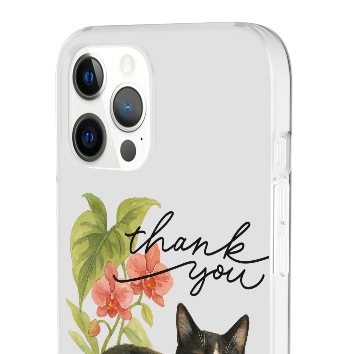62A Cute Cat Thank You Phone Case – Flexible Matte TPU Slim Cover for iPhone & Android Gift