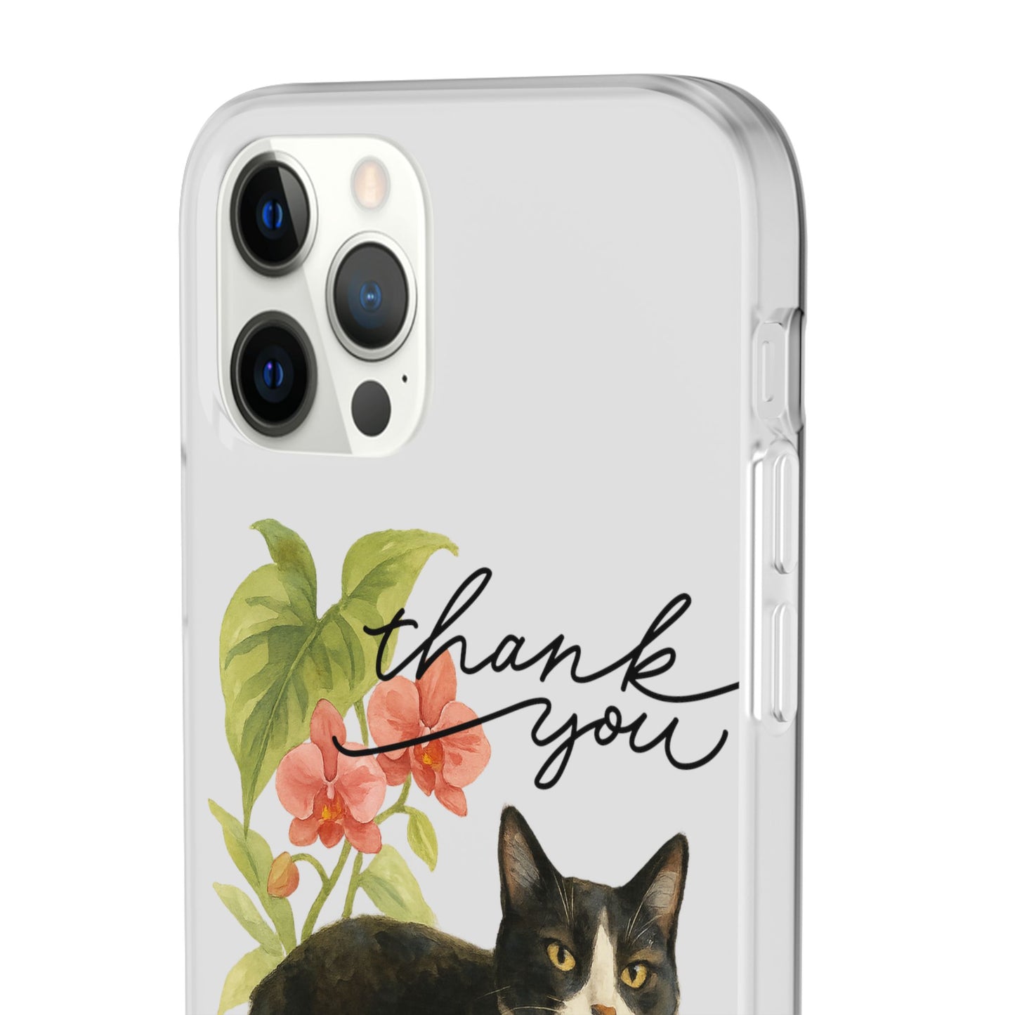 62A Cute Cat Thank You Phone Case – Flexible Matte TPU Slim Cover for iPhone & Android Gift