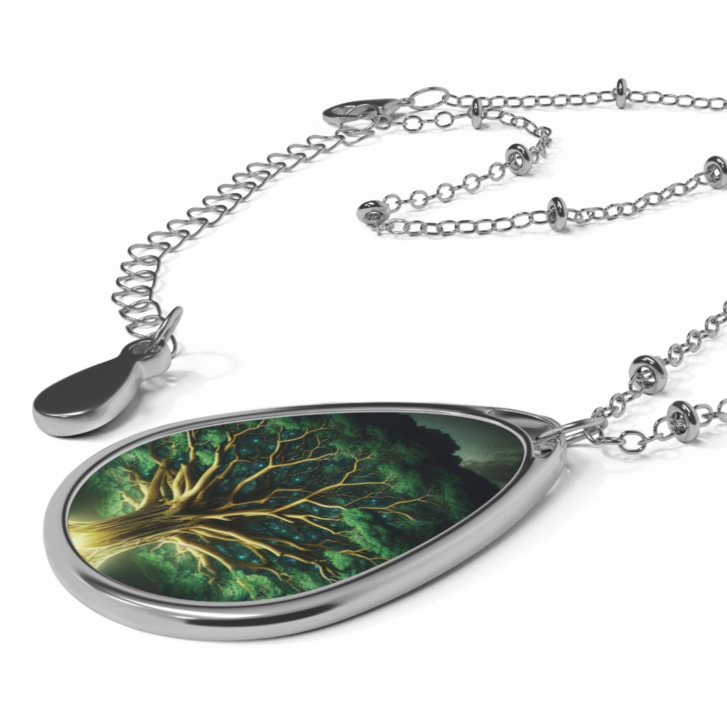 53B1 Mystical Tree Oval Pendant Necklace – Nature-Inspired Jewelry for Everyday Wear