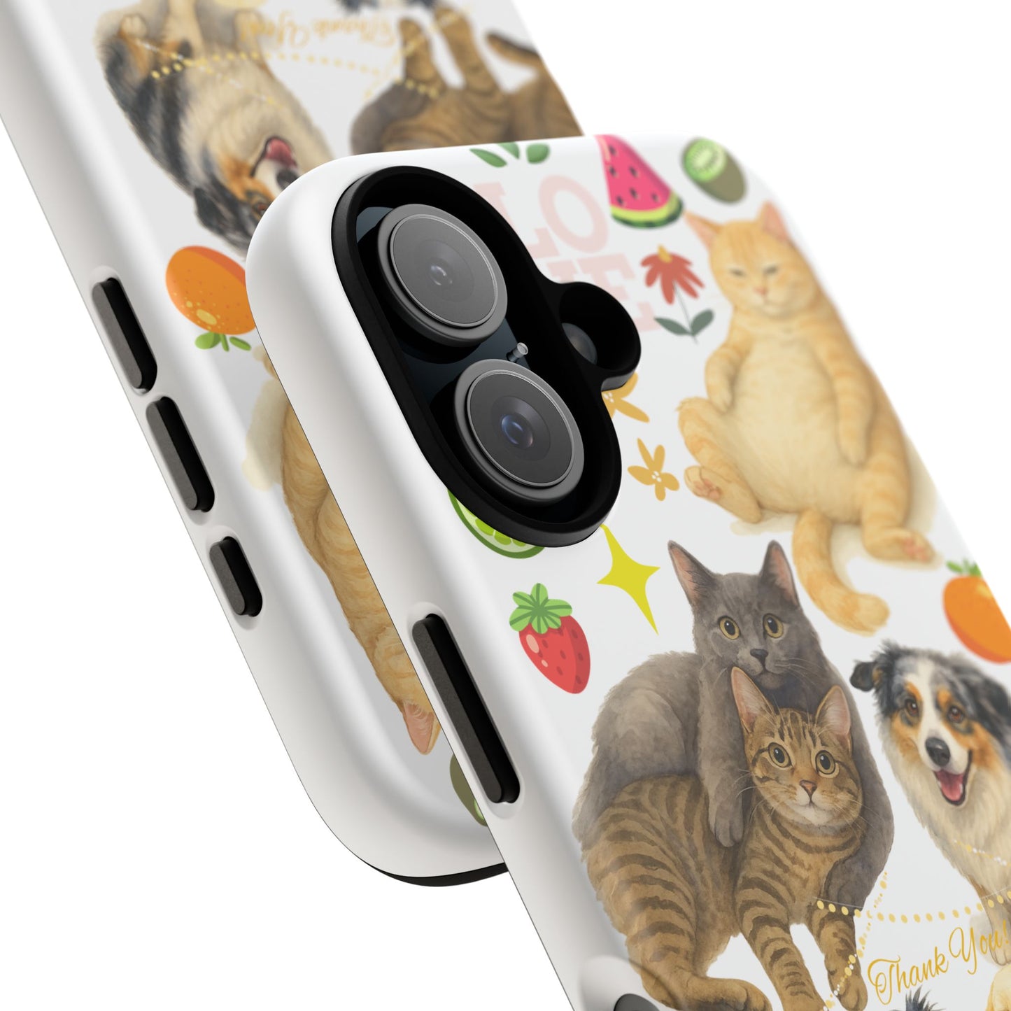 60A Dog and Cat Printed Dual-Layer Phone Case In White – Glossy or Matte Finish – iPhone & Android Compatible
