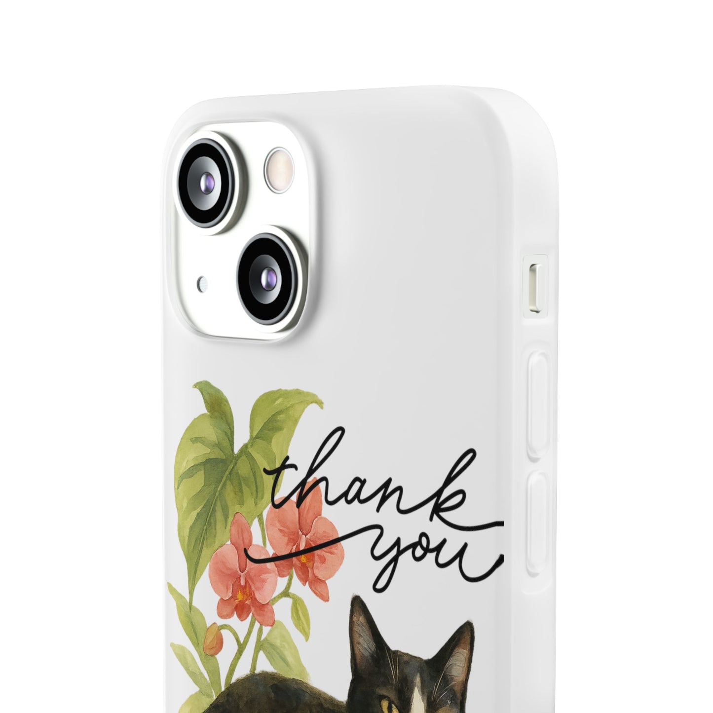 62A Cute Cat Thank You Phone Case – Flexible Matte TPU Slim Cover for iPhone & Android Gift
