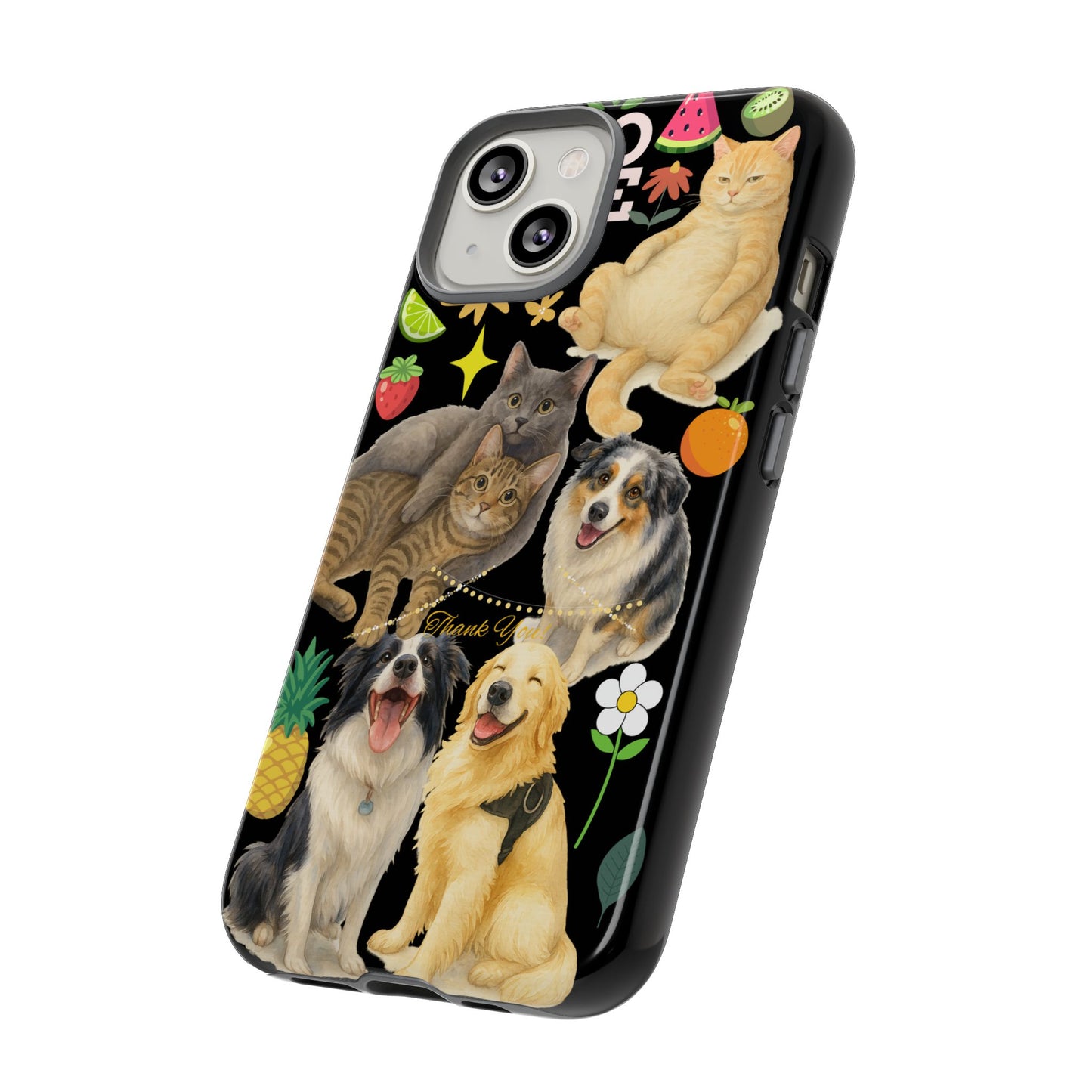60A-8 Dog and Cat Printed Dual-Layer Phone Case In Black – Glossy or Matte Finish – iPhone & Android Compatible