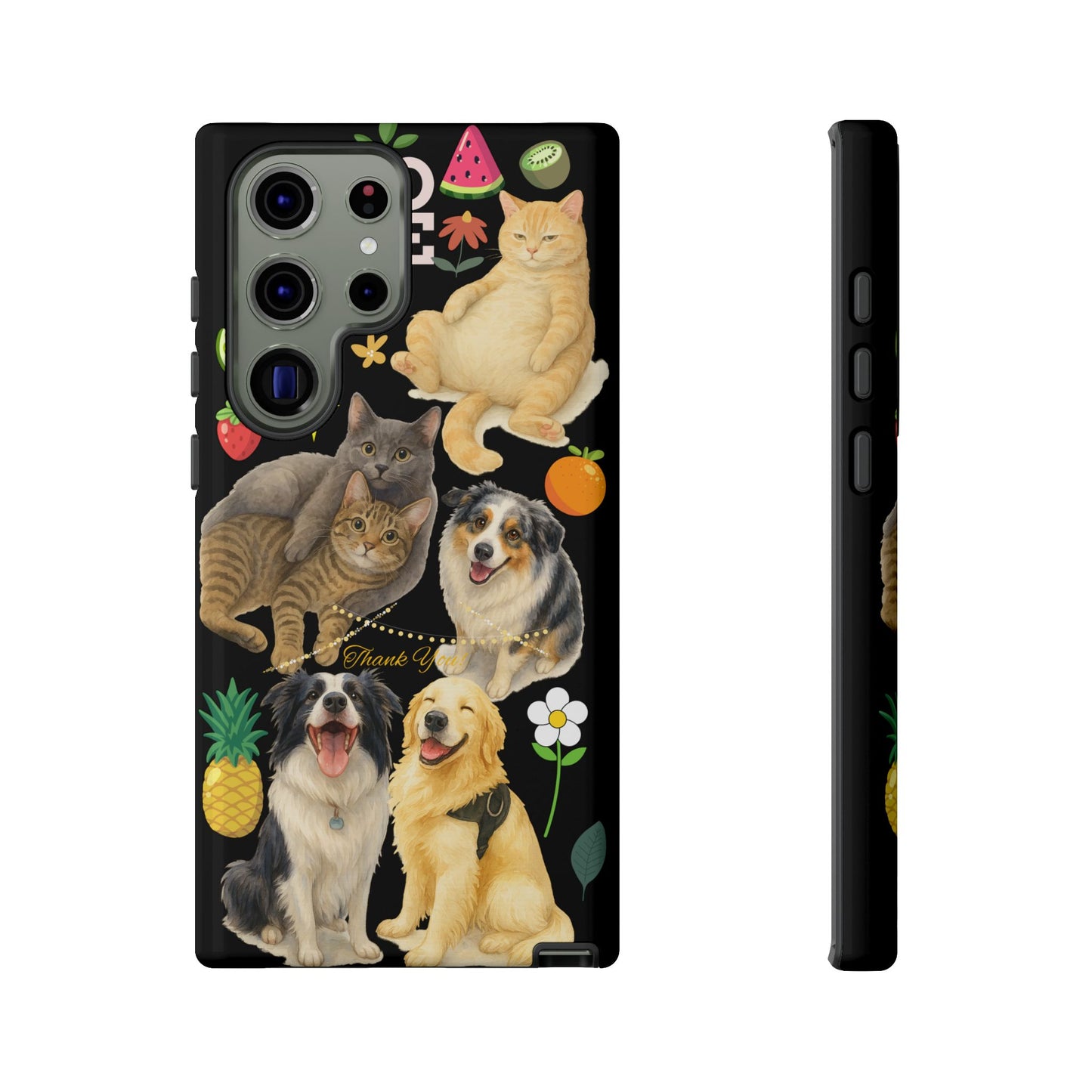 60A-8 Dog and Cat Printed Dual-Layer Phone Case In Black – Glossy or Matte Finish – iPhone & Android Compatible