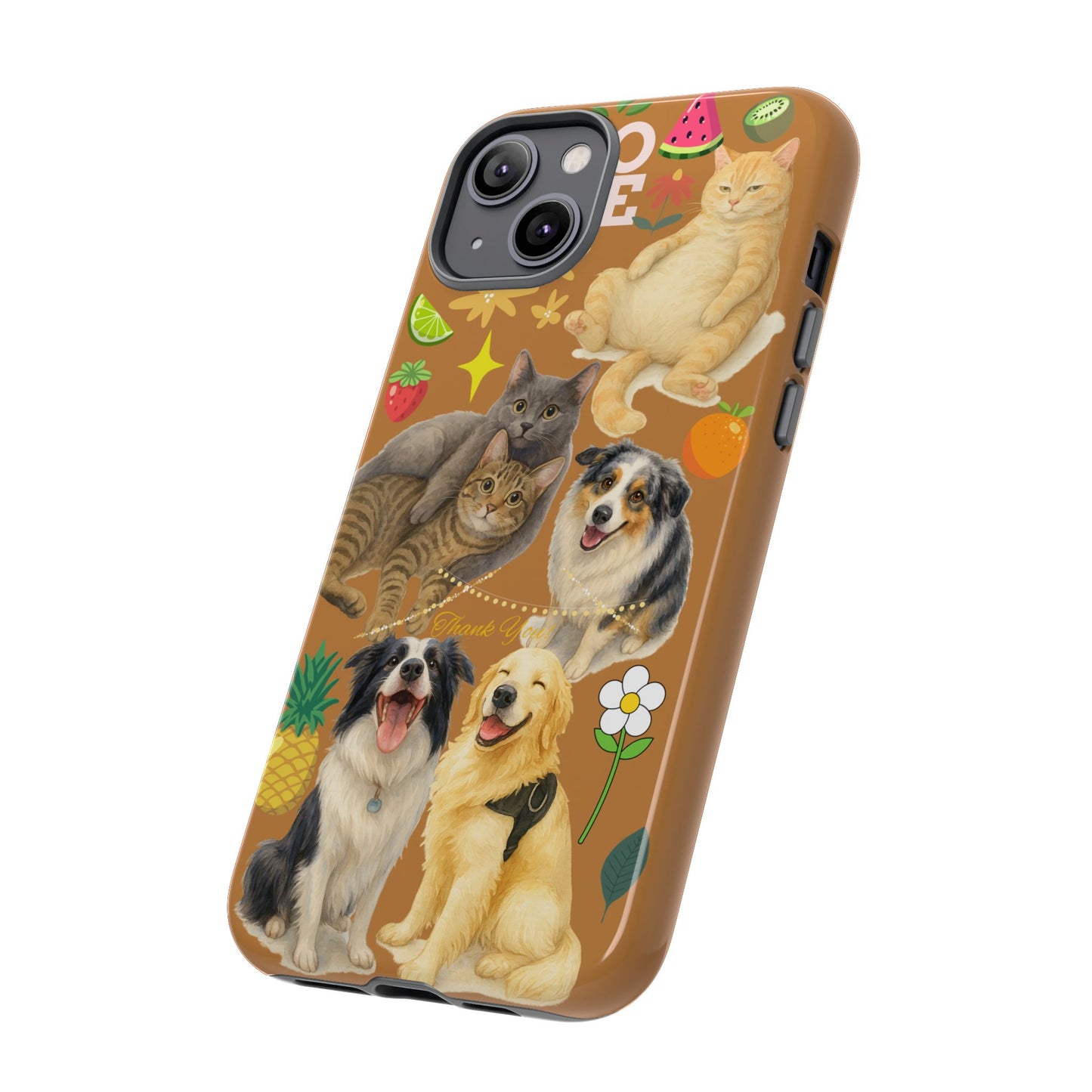 60A-9 Dog and Cat Printed Dual-Layer Phone Case In Light Brown – Glossy or Matte Finish – iPhone & Android Compatible