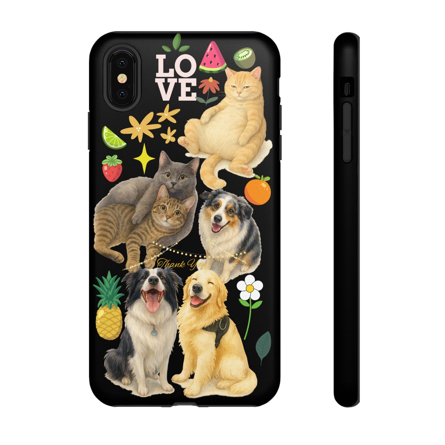 60A-8 Dog and Cat Printed Dual-Layer Phone Case In Black – Glossy or Matte Finish – iPhone & Android Compatible
