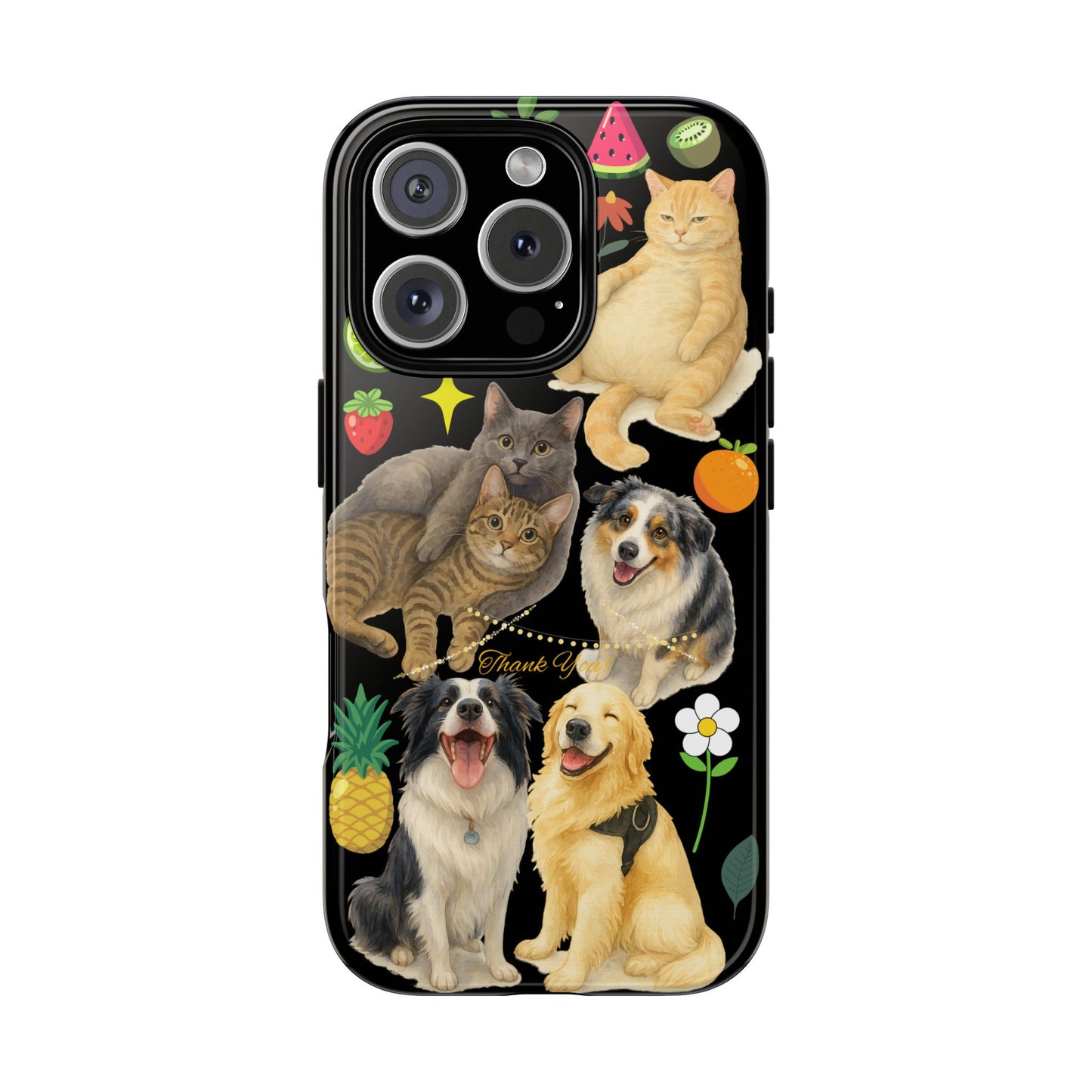 60A-8 Dog and Cat Printed Dual-Layer Phone Case In Black – Glossy or Matte Finish – iPhone & Android Compatible