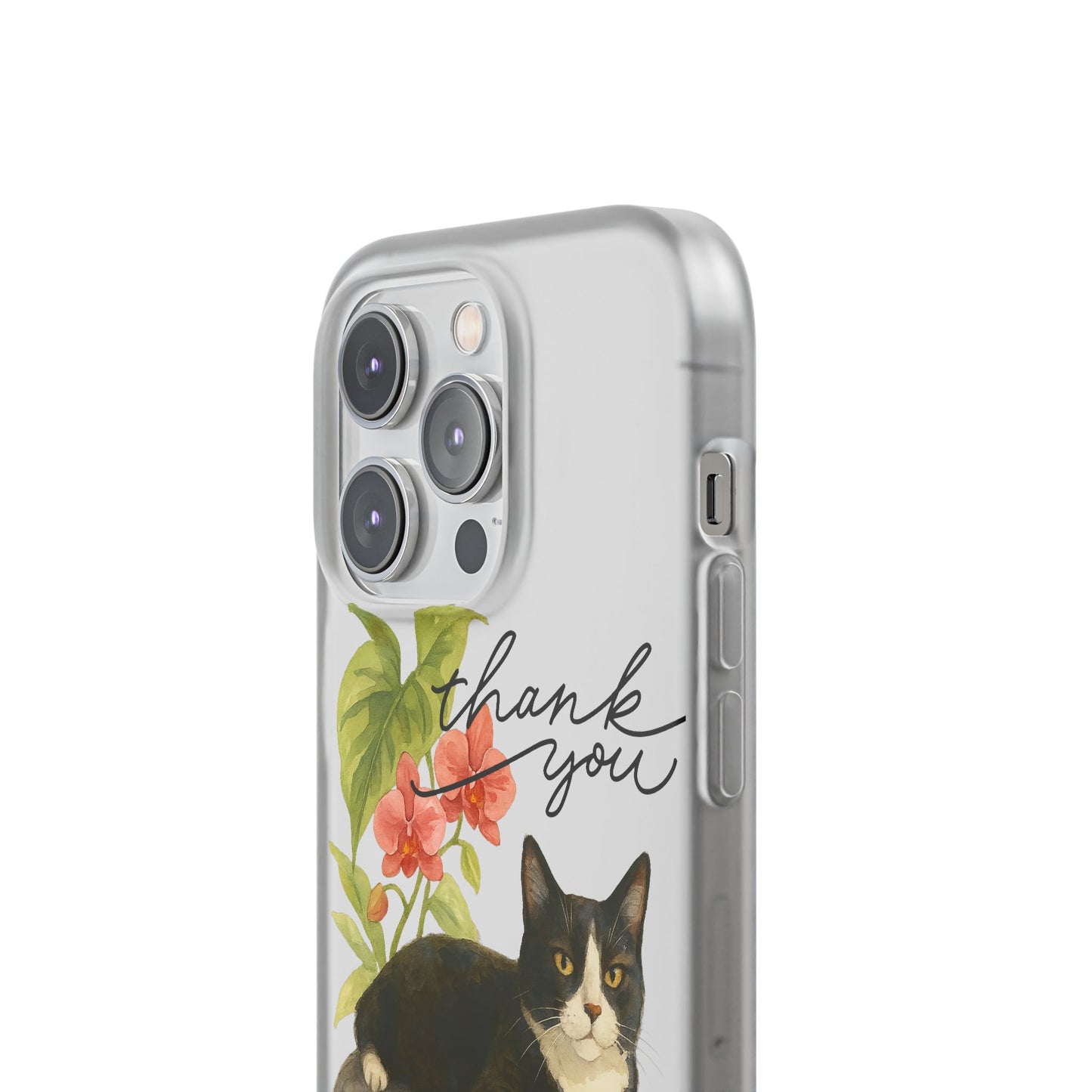 62A Cute Cat Thank You Phone Case – Flexible Matte TPU Slim Cover for iPhone & Android Gift