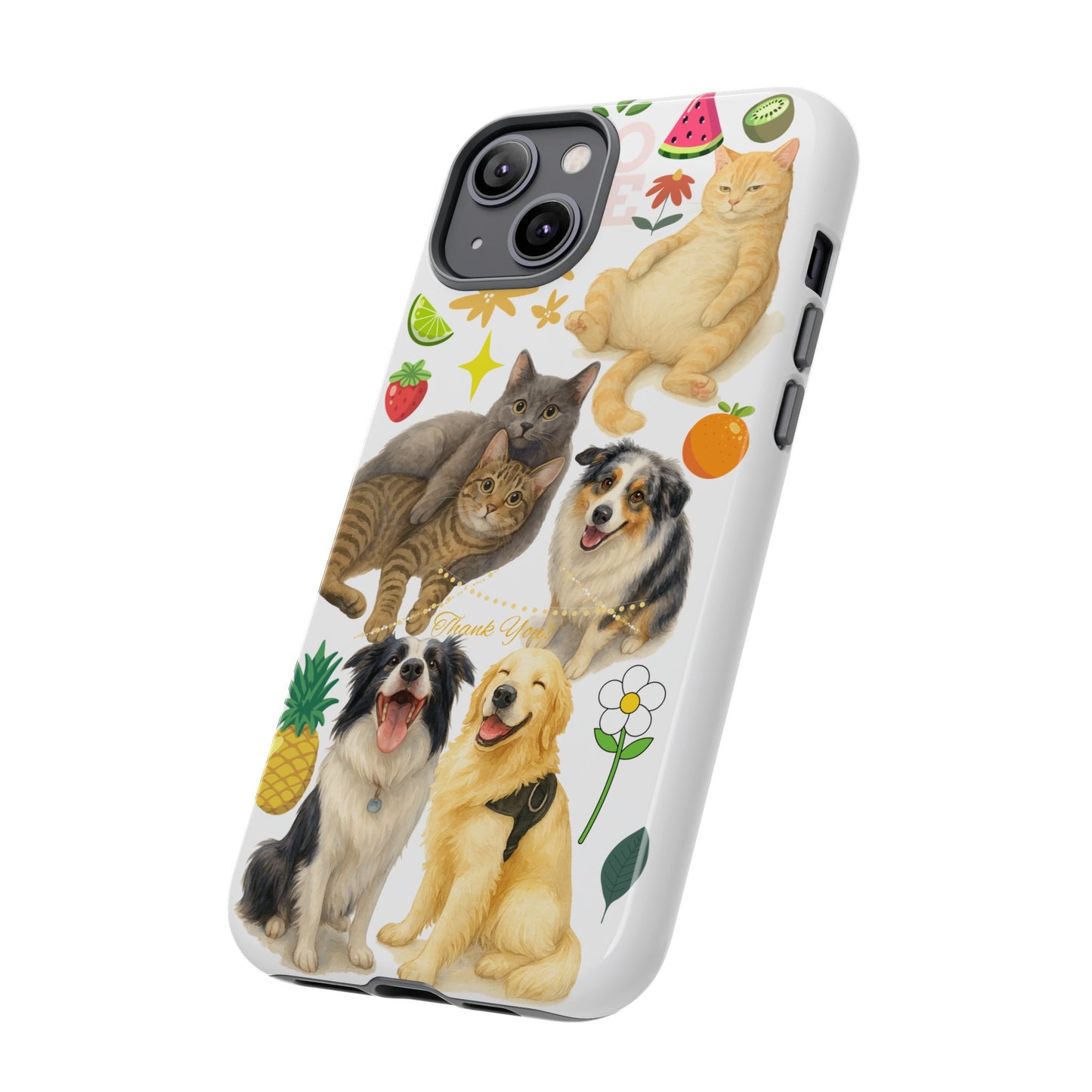 60A Dog and Cat Printed Dual-Layer Phone Case In White – Glossy or Matte Finish – iPhone & Android Compatible
