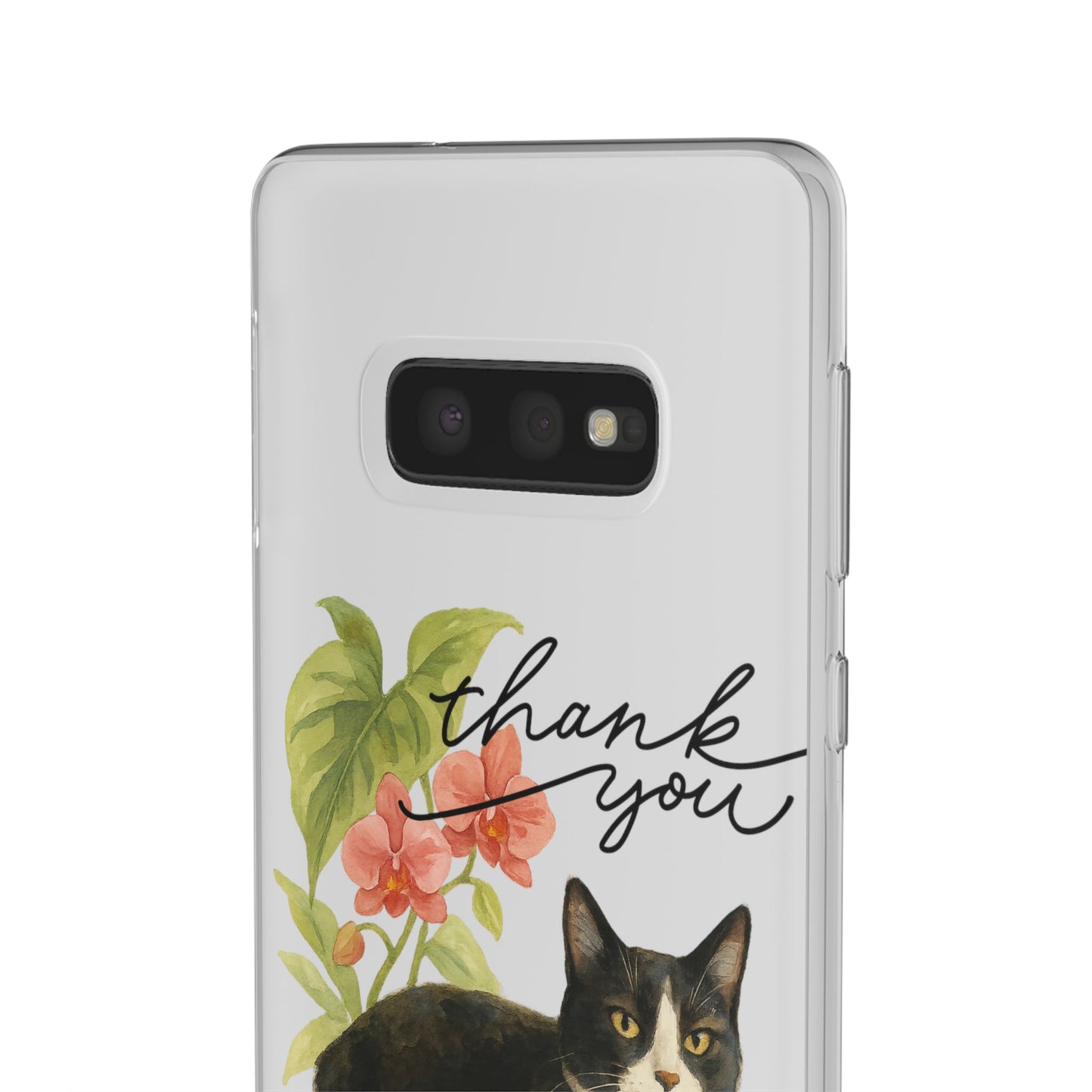 62A Cute Cat Thank You Phone Case – Flexible Matte TPU Slim Cover for iPhone & Android Gift