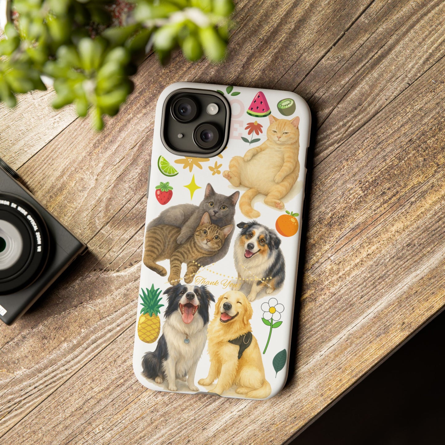60A Dog and Cat Printed Dual-Layer Phone Case In White – Glossy or Matte Finish – iPhone & Android Compatible