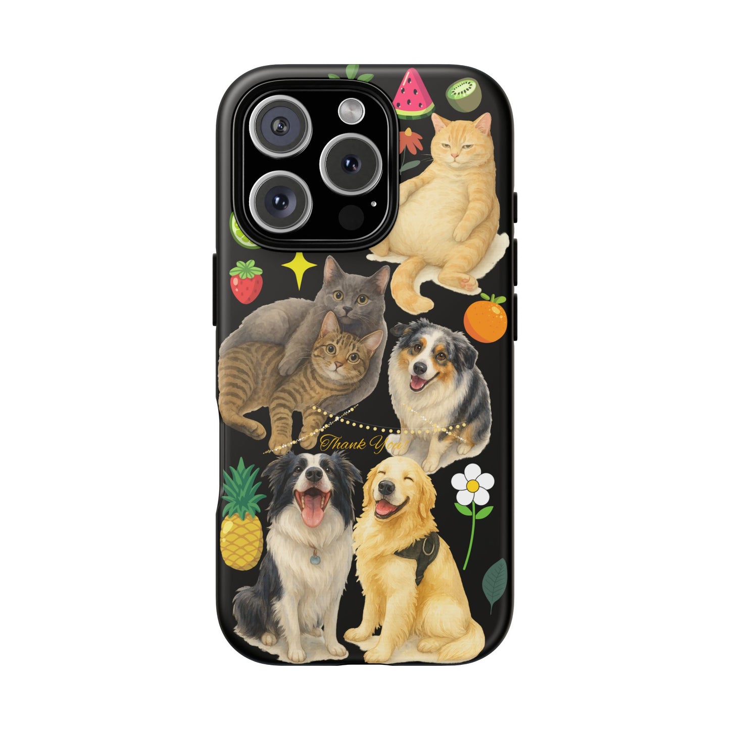 60A-8 Dog and Cat Printed Dual-Layer Phone Case In Black – Glossy or Matte Finish – iPhone & Android Compatible