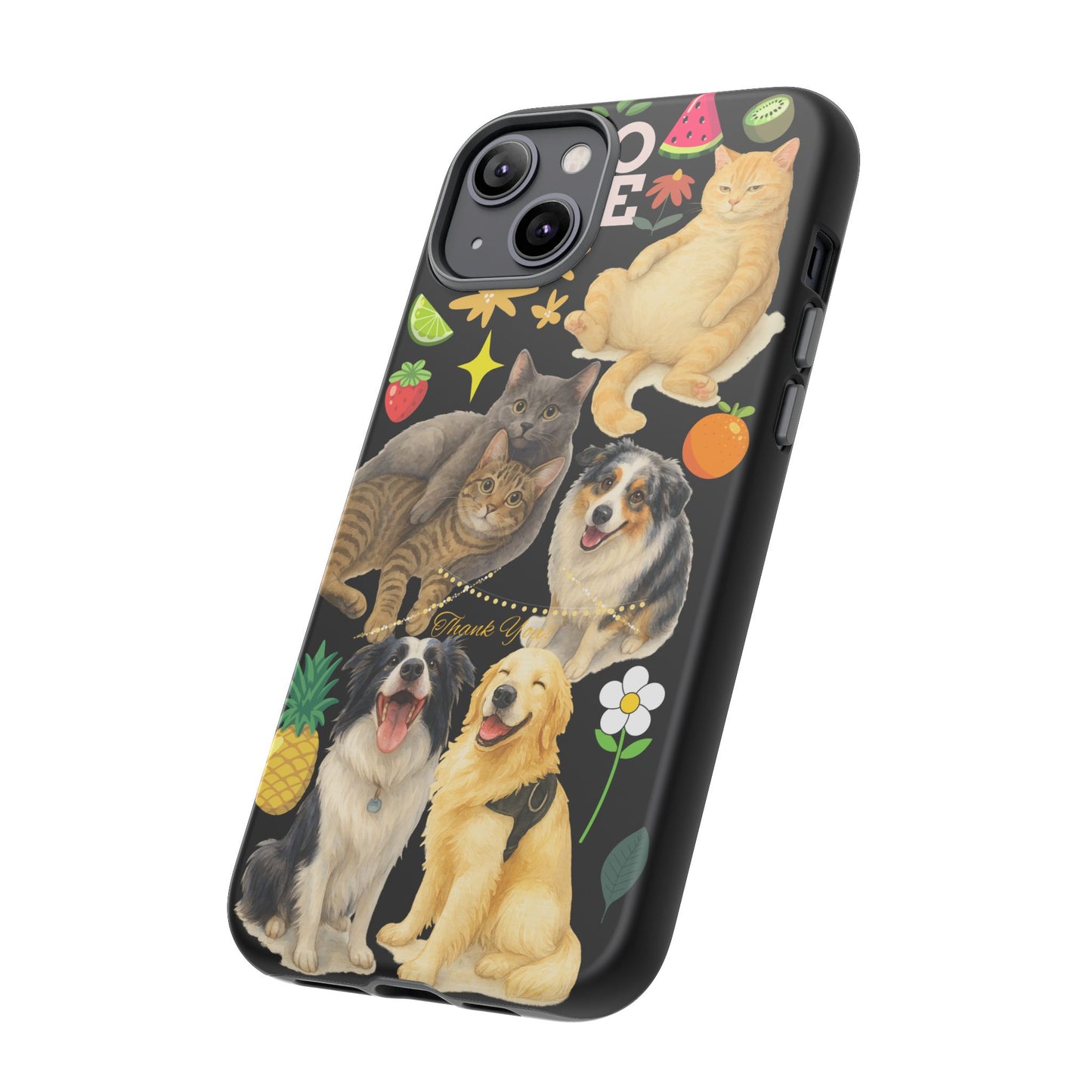 60A-8 Dog and Cat Printed Dual-Layer Phone Case In Black – Glossy or Matte Finish – iPhone & Android Compatible
