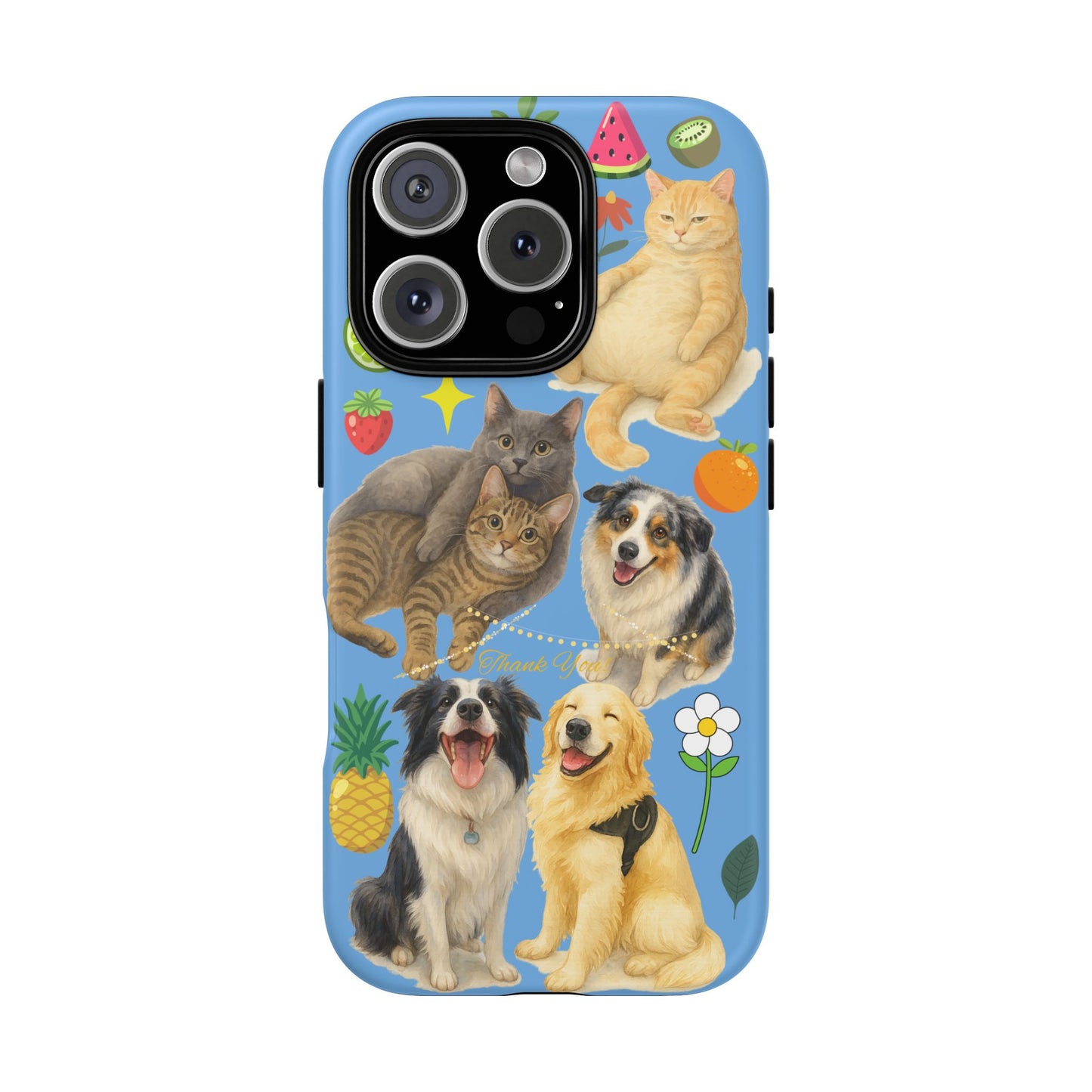 60A-1 Dog and Cat Printed Dual-Layer Phone Case In Blue – Glossy or Matte Finish – iPhone & Android Compatible
