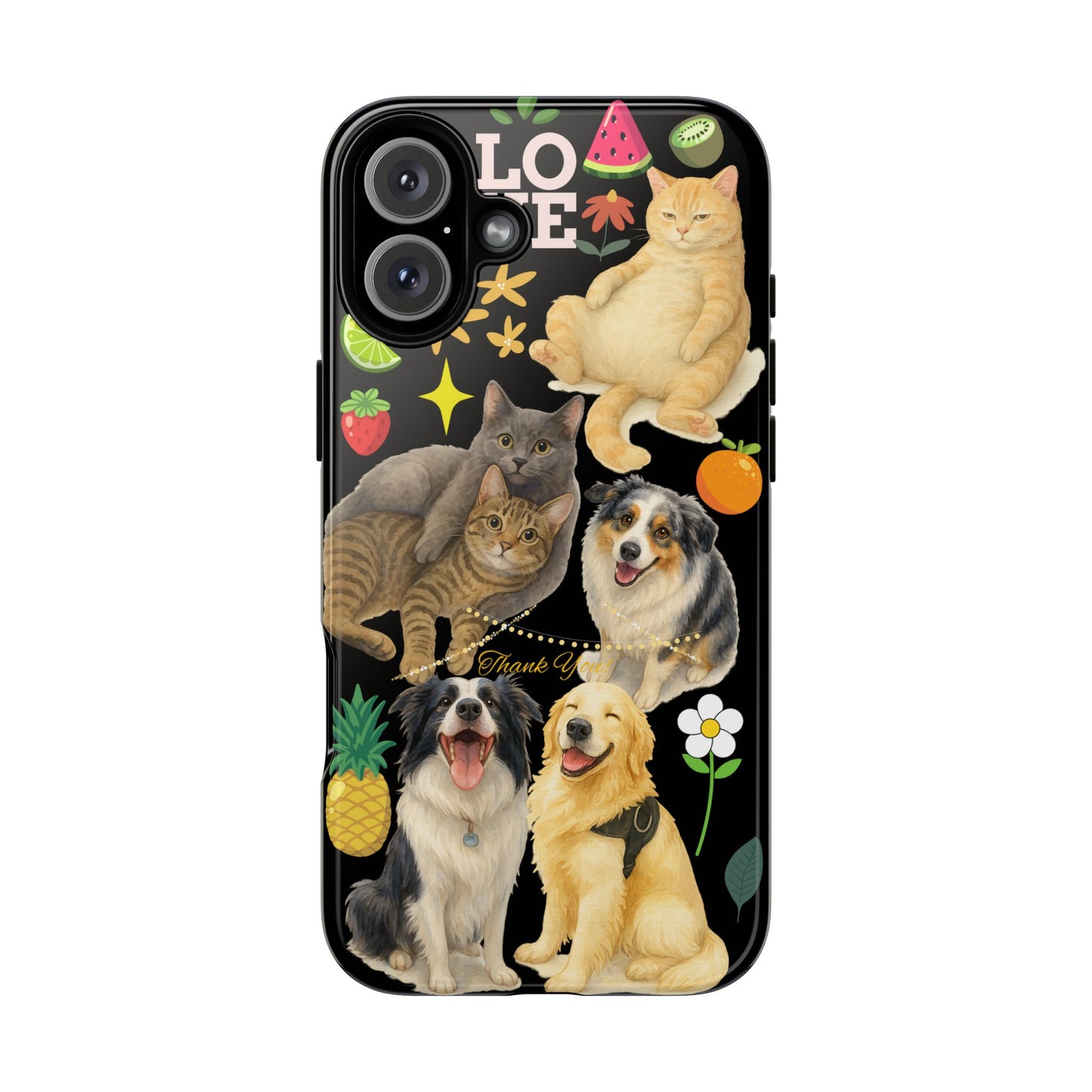 60A-8 Dog and Cat Printed Dual-Layer Phone Case In Black – Glossy or Matte Finish – iPhone & Android Compatible