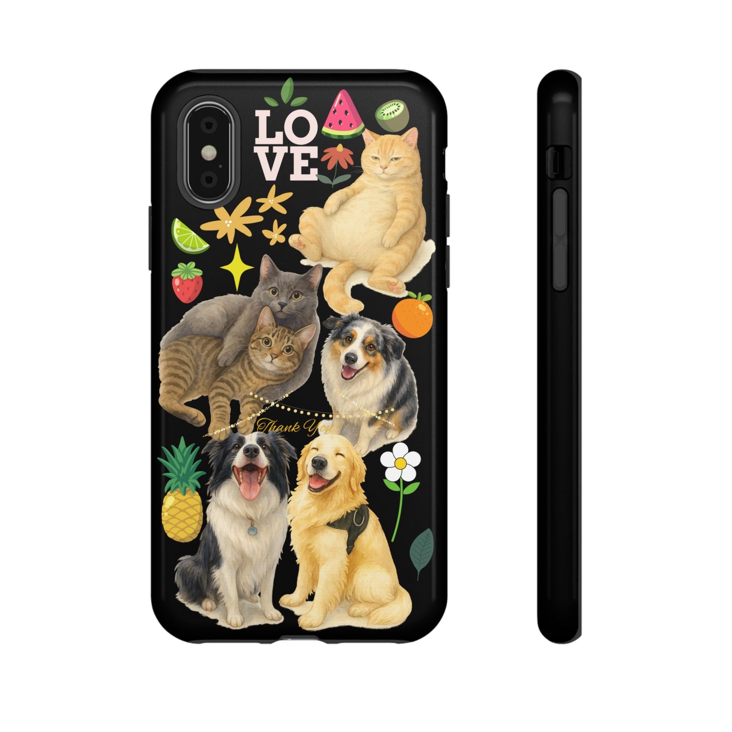 60A-8 Dog and Cat Printed Dual-Layer Phone Case In Black – Glossy or Matte Finish – iPhone & Android Compatible