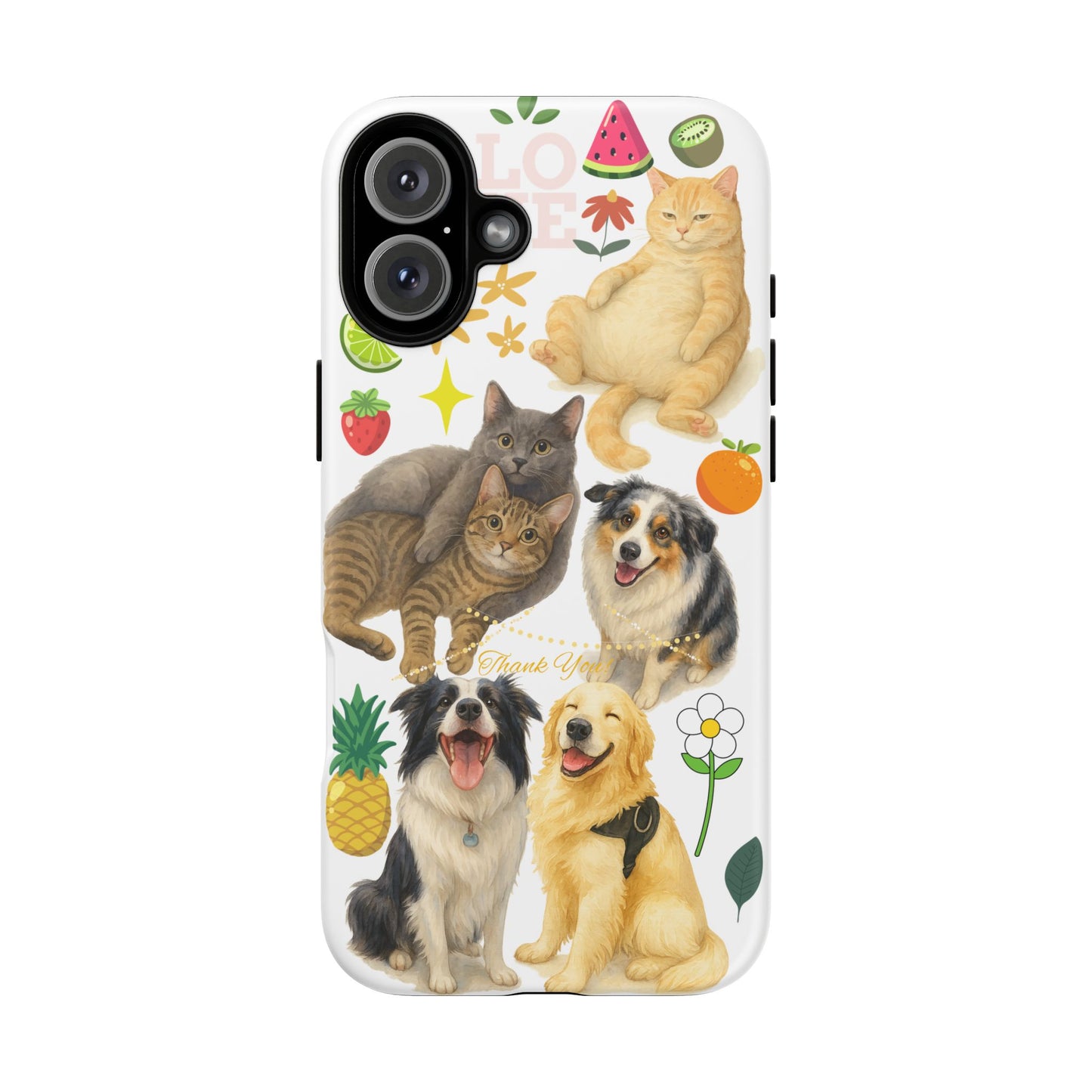 60A Dog and Cat Printed Dual-Layer Phone Case In White – Glossy or Matte Finish – iPhone & Android Compatible