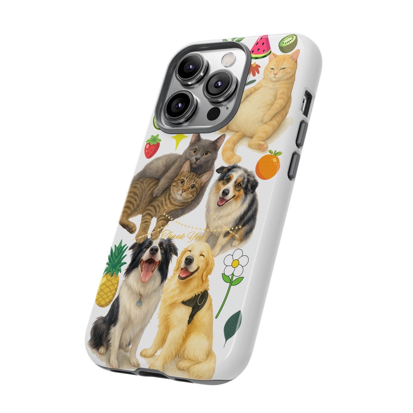 60A Dog and Cat Printed Dual-Layer Phone Case In White – Glossy or Matte Finish – iPhone & Android Compatible