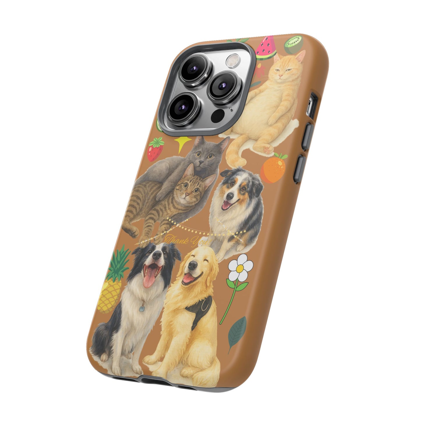 60A-9 Dog and Cat Printed Dual-Layer Phone Case In Light Brown – Glossy or Matte Finish – iPhone & Android Compatible