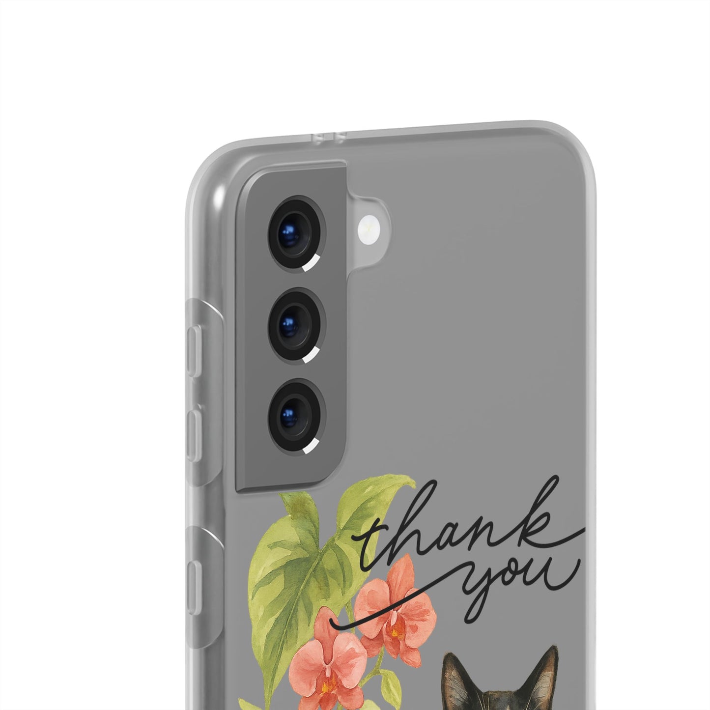 62A Cute Cat Thank You Phone Case – Flexible Matte TPU Slim Cover for iPhone & Android Gift