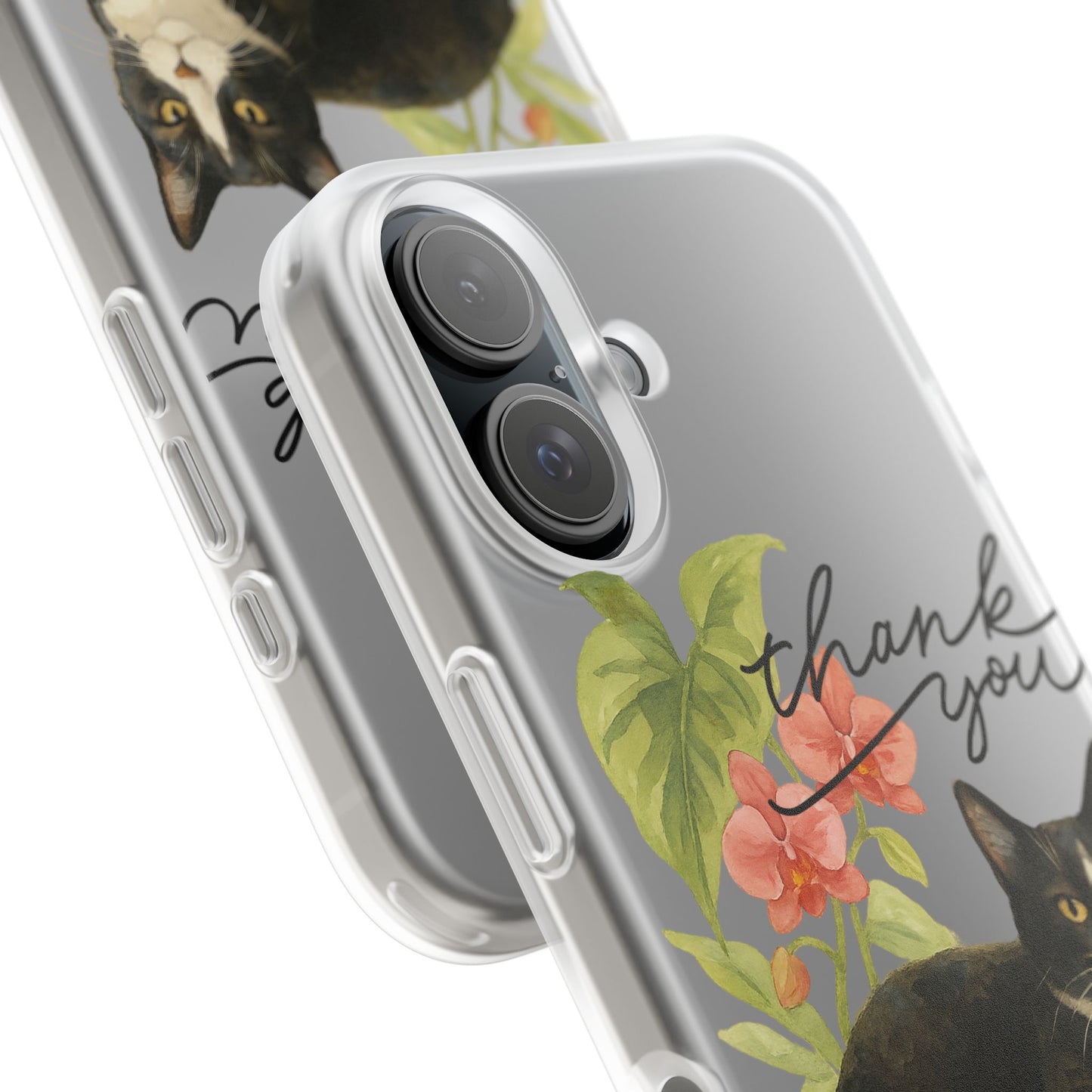 62A Cute Cat Thank You Phone Case – Flexible Matte TPU Slim Cover for iPhone & Android Gift