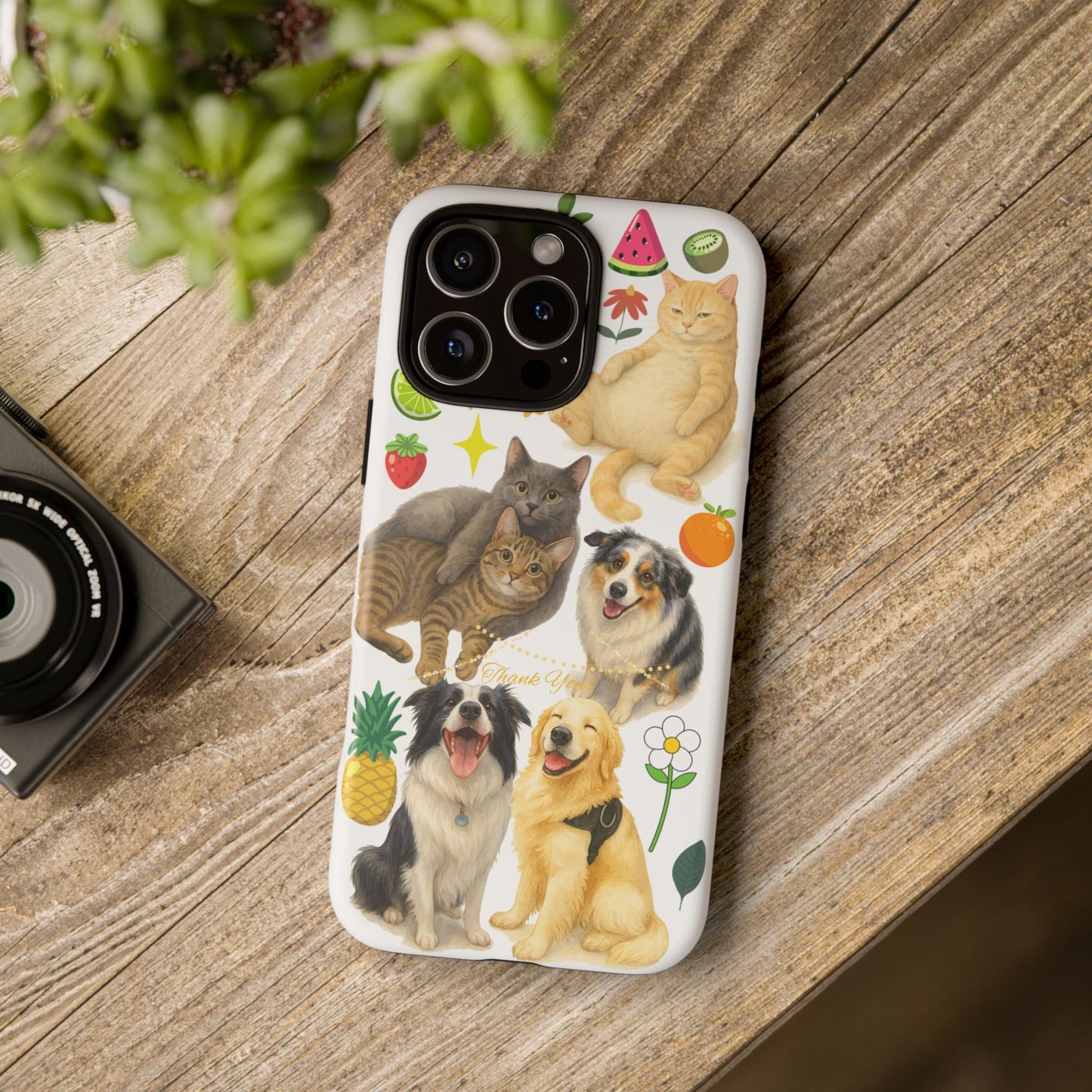 60A Dog and Cat Printed Dual-Layer Phone Case In White – Glossy or Matte Finish – iPhone & Android Compatible