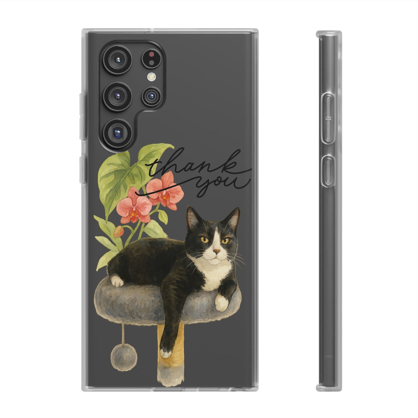 62A Cute Cat Thank You Phone Case – Flexible Matte TPU Slim Cover for iPhone & Android Gift