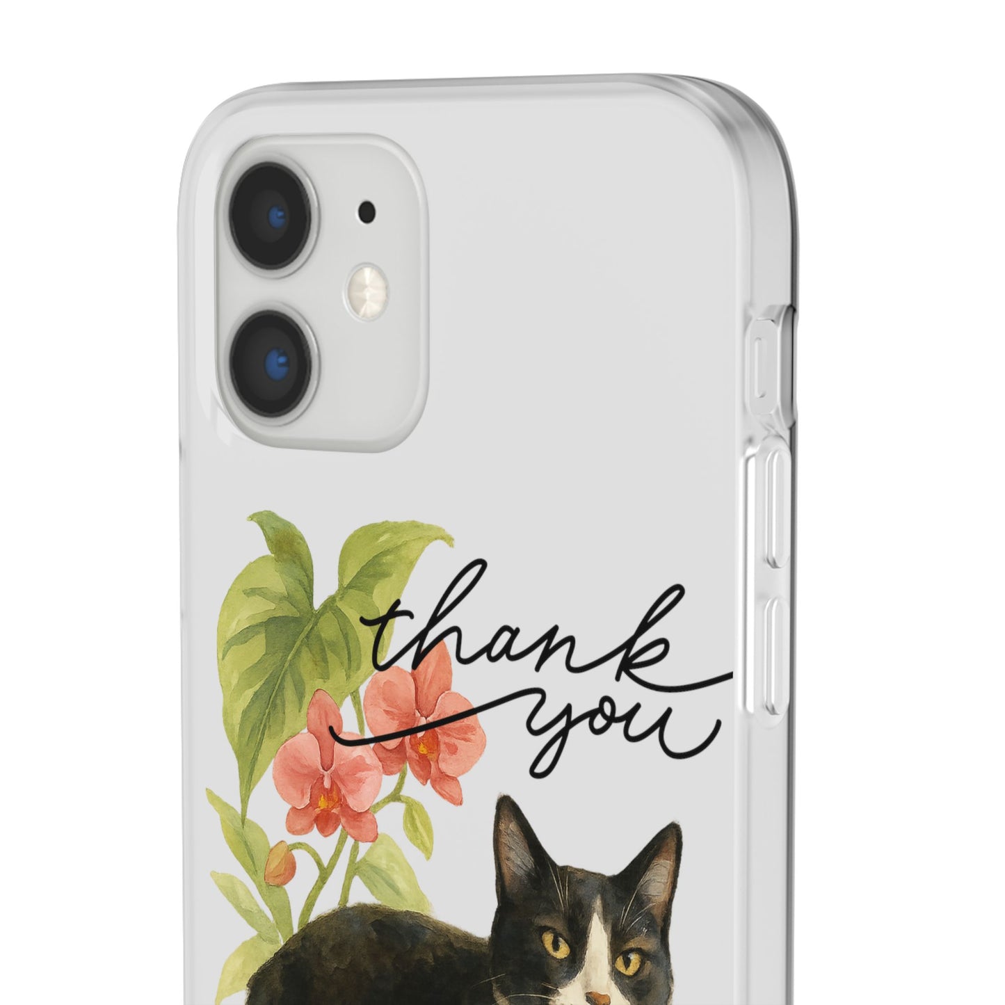 62A Cute Cat Thank You Phone Case – Flexible Matte TPU Slim Cover for iPhone & Android Gift