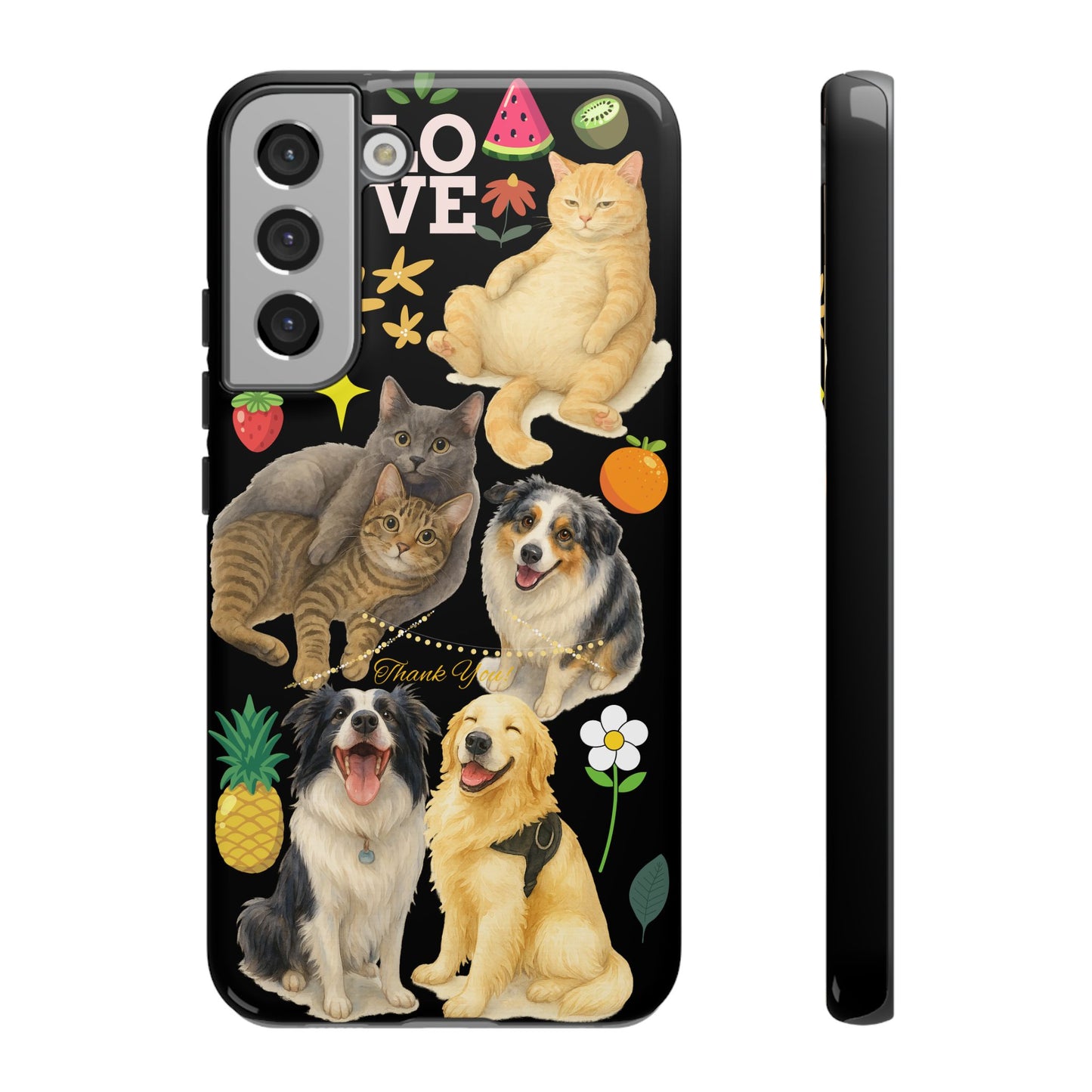 60A-8 Dog and Cat Printed Dual-Layer Phone Case In Black – Glossy or Matte Finish – iPhone & Android Compatible