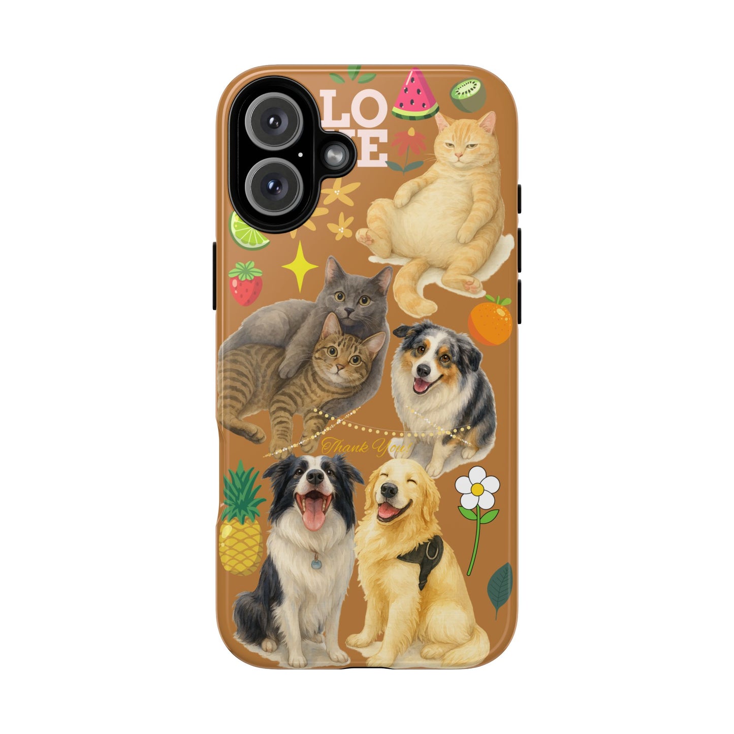 60A-9 Dog and Cat Printed Dual-Layer Phone Case In Light Brown – Glossy or Matte Finish – iPhone & Android Compatible