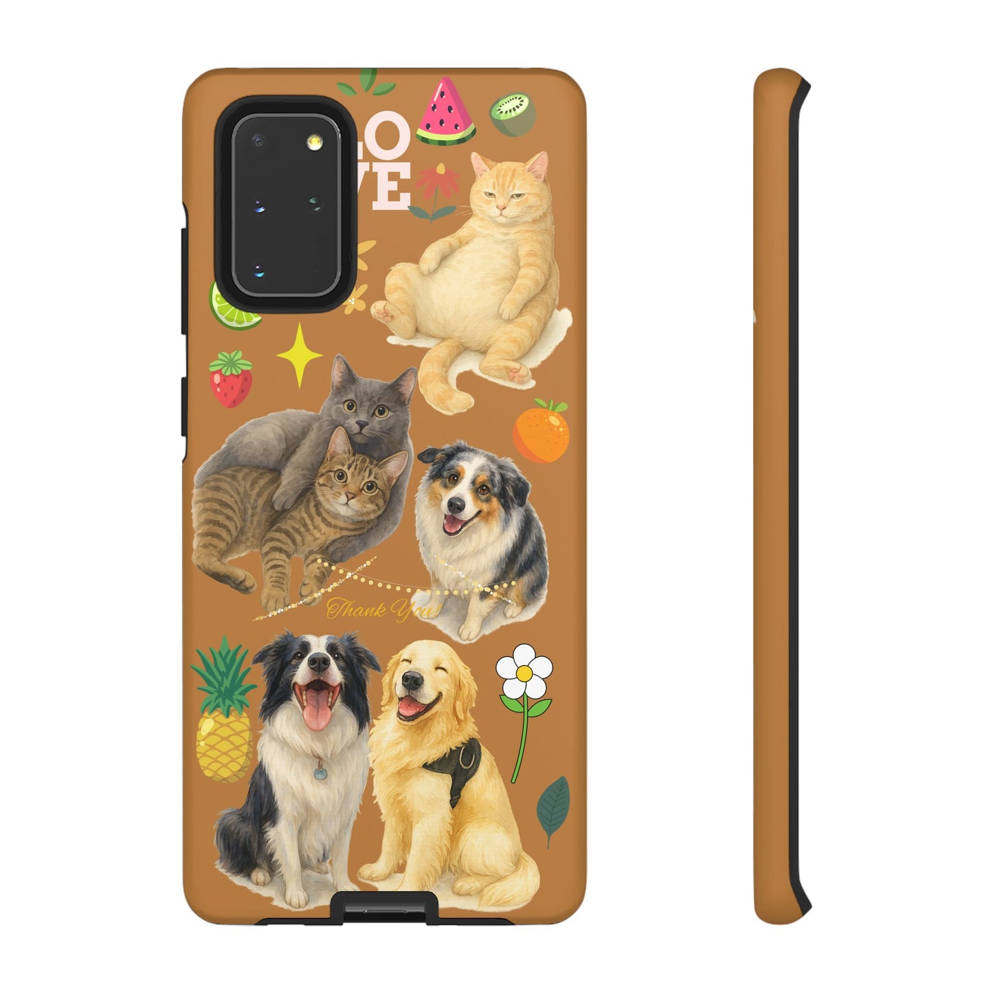 60A-9 Dog and Cat Printed Dual-Layer Phone Case In Light Brown – Glossy or Matte Finish – iPhone & Android Compatible