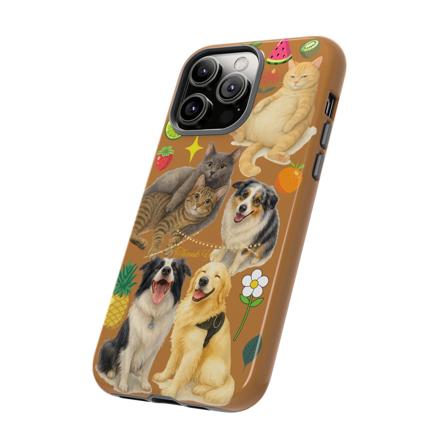 60A-9 Dog and Cat Printed Dual-Layer Phone Case In Light Brown – Glossy or Matte Finish – iPhone & Android Compatible
