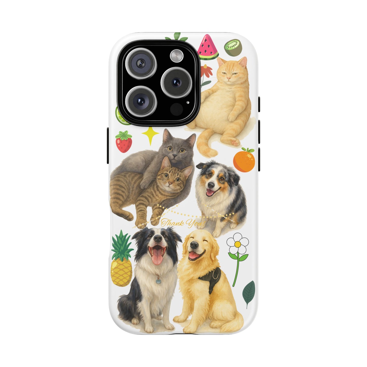 60A Dog and Cat Printed Dual-Layer Phone Case In White – Glossy or Matte Finish – iPhone & Android Compatible