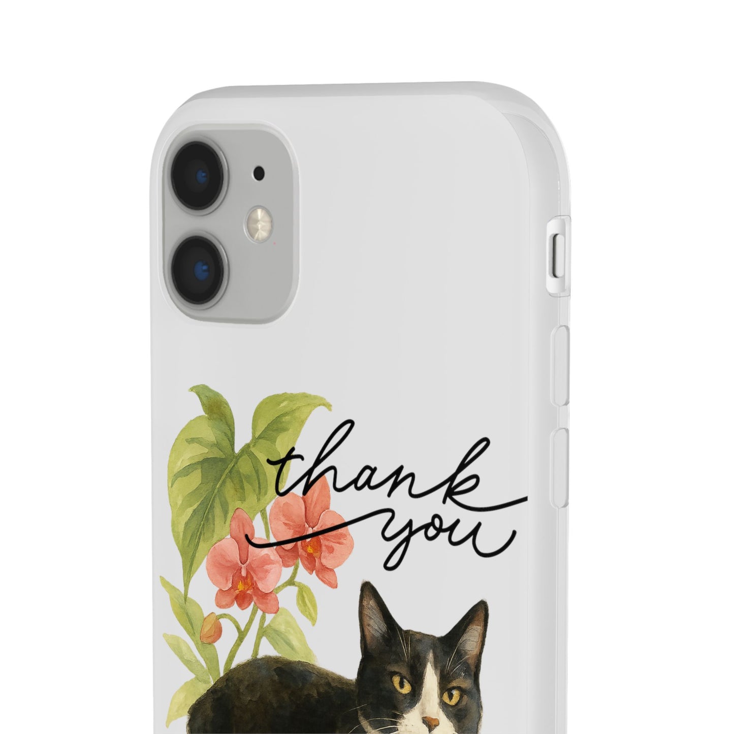 62A Cute Cat Thank You Phone Case – Flexible Matte TPU Slim Cover for iPhone & Android Gift
