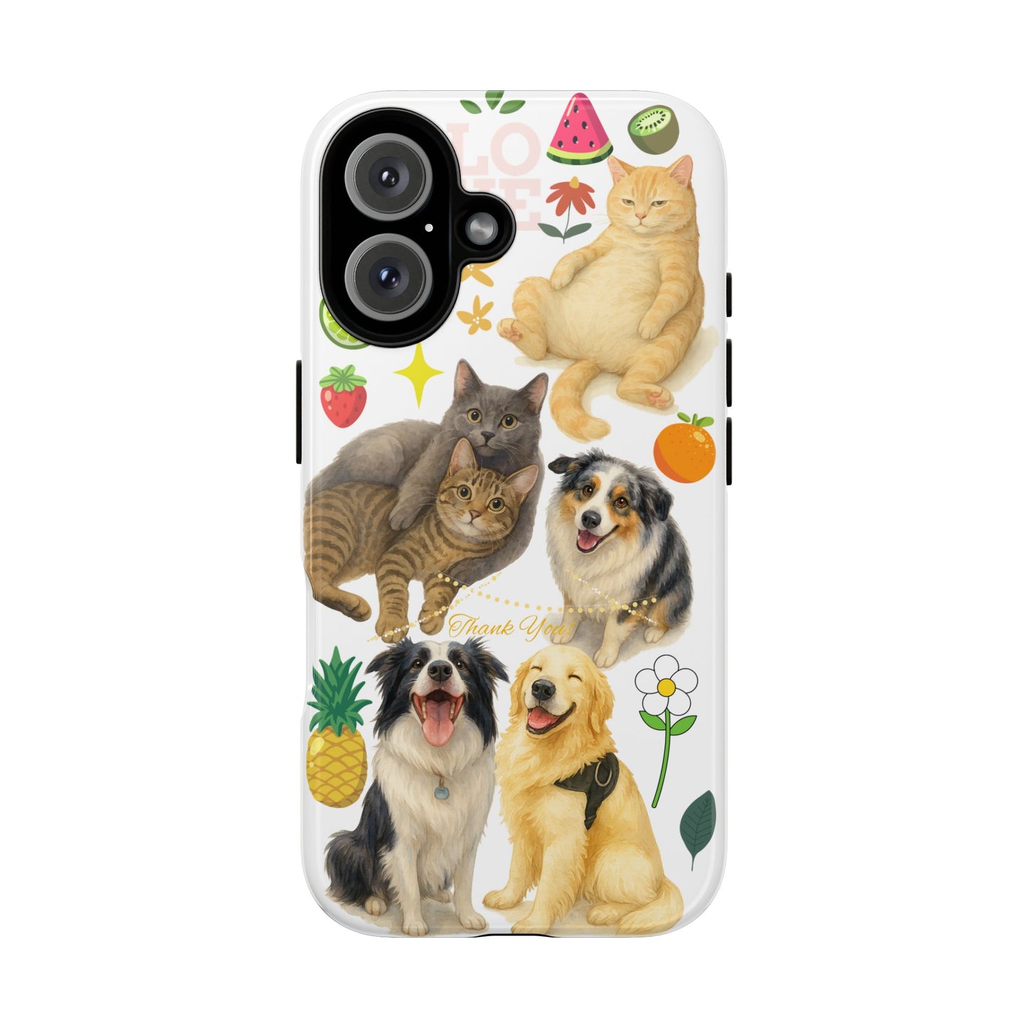 60A Dog and Cat Printed Dual-Layer Phone Case In White – Glossy or Matte Finish – iPhone & Android Compatible