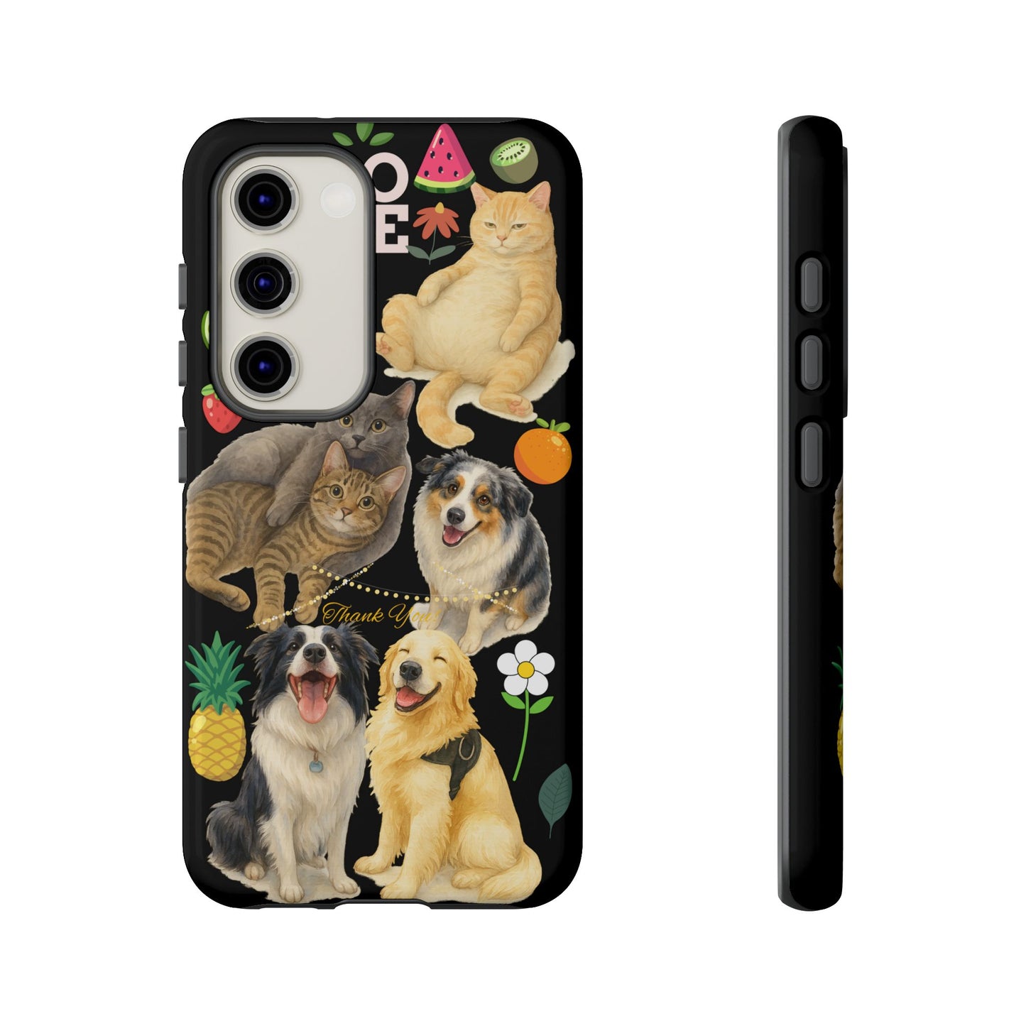 60A-8 Dog and Cat Printed Dual-Layer Phone Case In Black – Glossy or Matte Finish – iPhone & Android Compatible