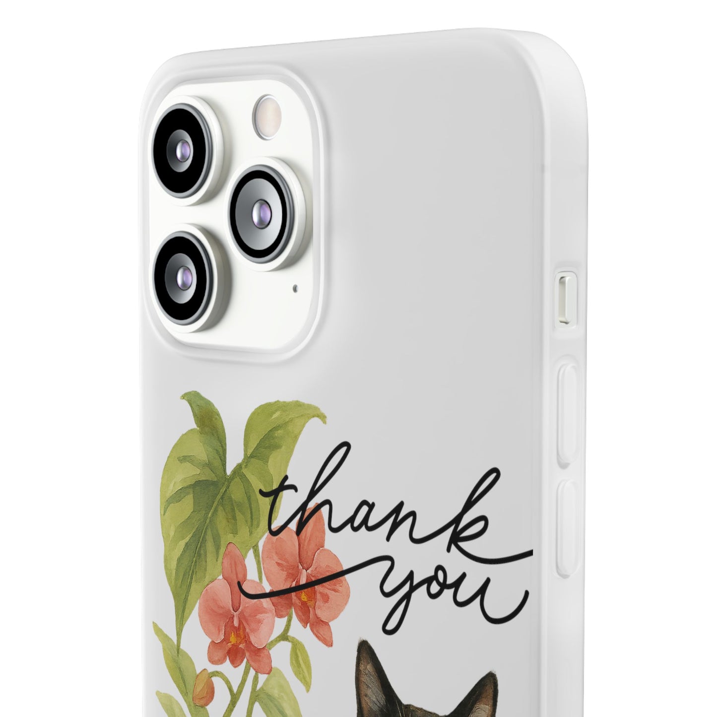 62A Cute Cat Thank You Phone Case – Flexible Matte TPU Slim Cover for iPhone & Android Gift