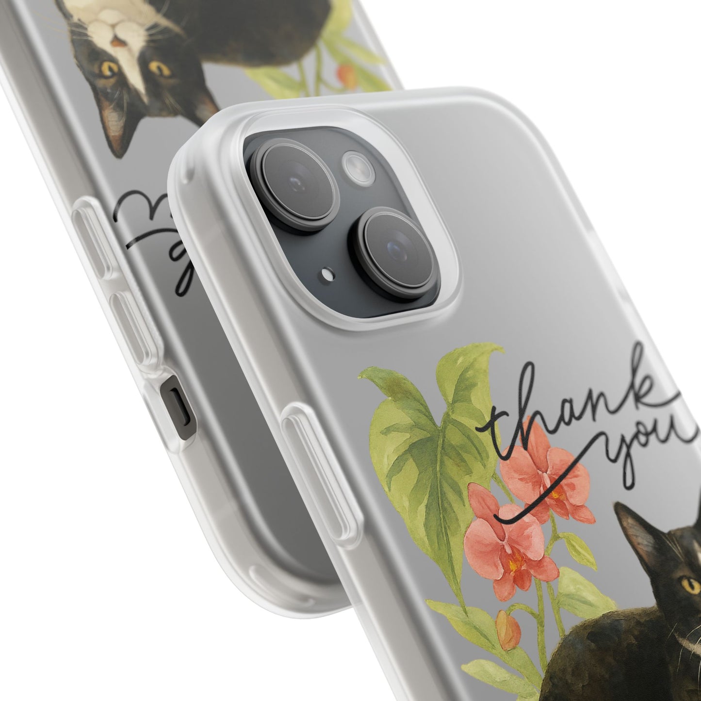62A Cute Cat Thank You Phone Case – Flexible Matte TPU Slim Cover for iPhone & Android Gift