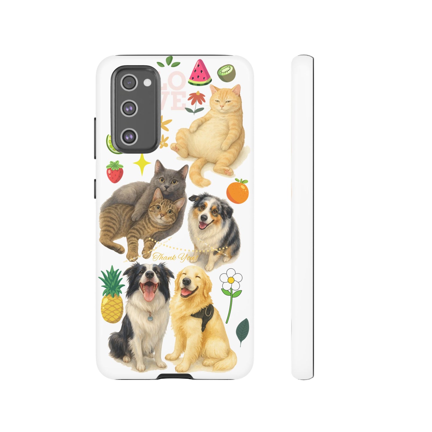 60A Dog and Cat Printed Dual-Layer Phone Case In White – Glossy or Matte Finish – iPhone & Android Compatible