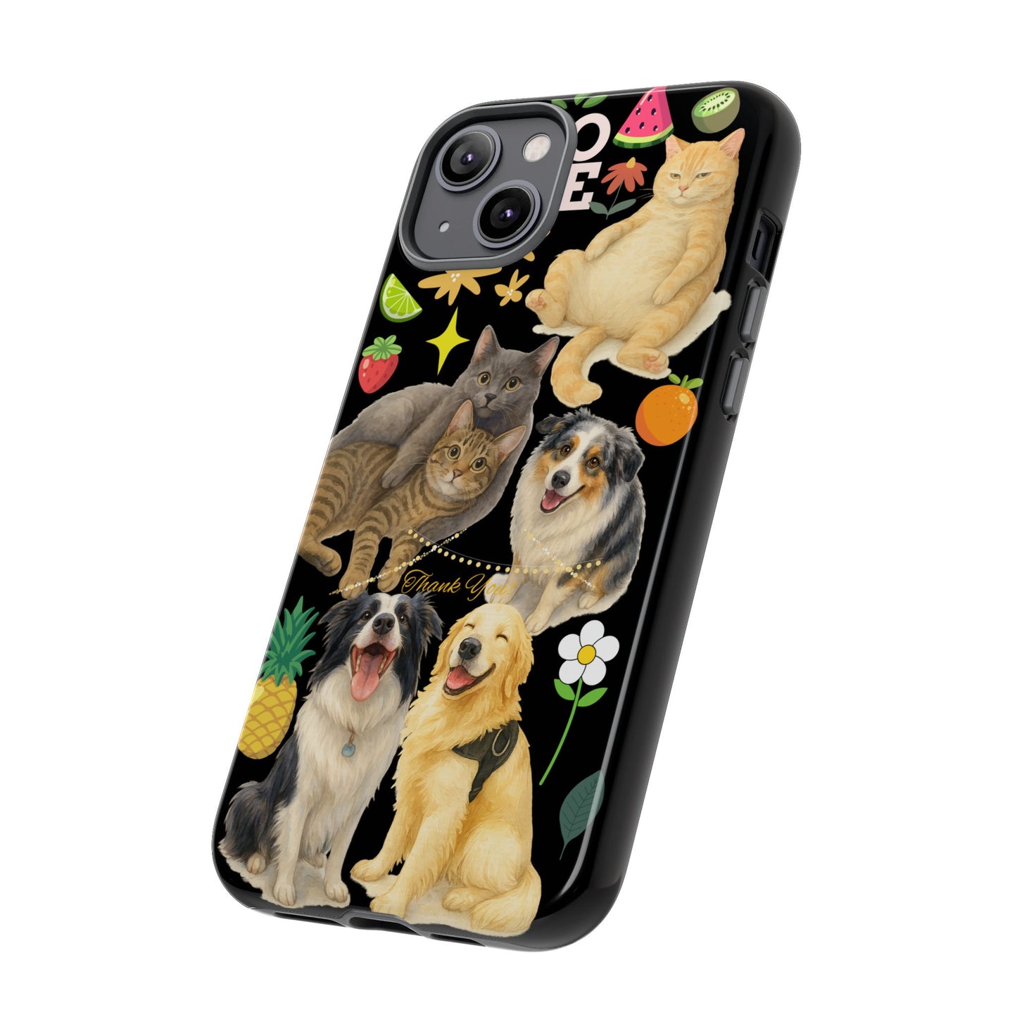 60A-8 Dog and Cat Printed Dual-Layer Phone Case In Black – Glossy or Matte Finish – iPhone & Android Compatible